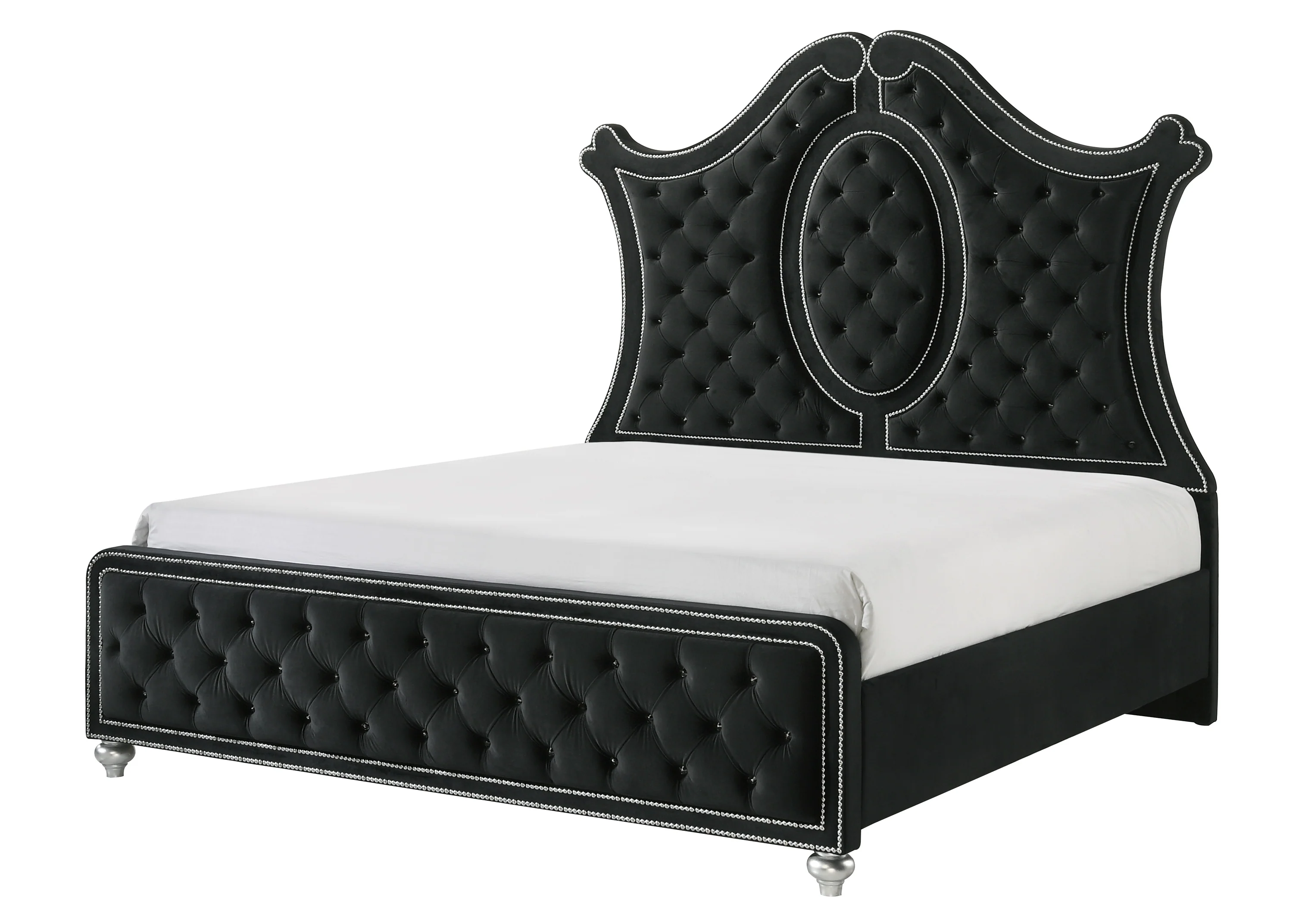Cameo Black Upholstered Tufted Panel Bedroom Set - Image 3