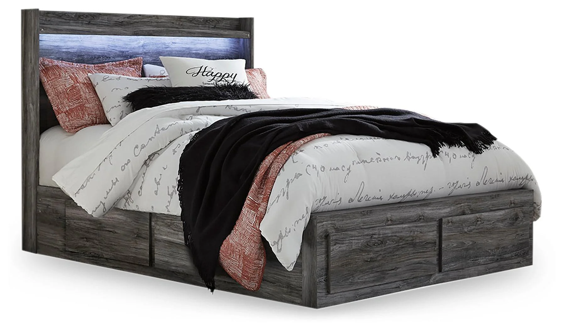 Baystorm Gray Queen Panel Bed With 6 Storage Drawers - Image 2