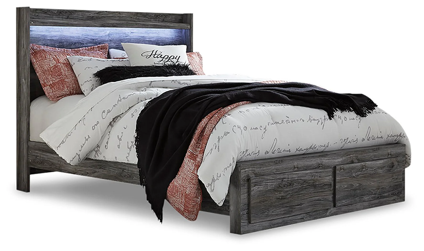Baystorm Gray Queen Panel Bed With 2 Storage Drawers - Image 2