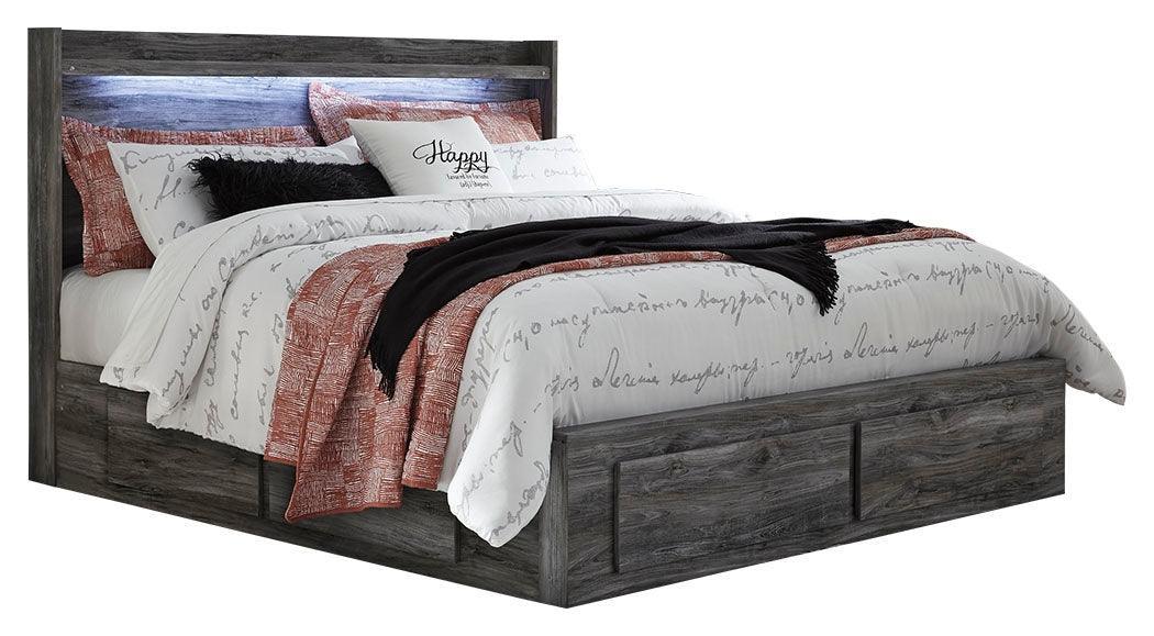 Baystorm Gray King Panel Bed With 4 Storage Drawers - Image 2