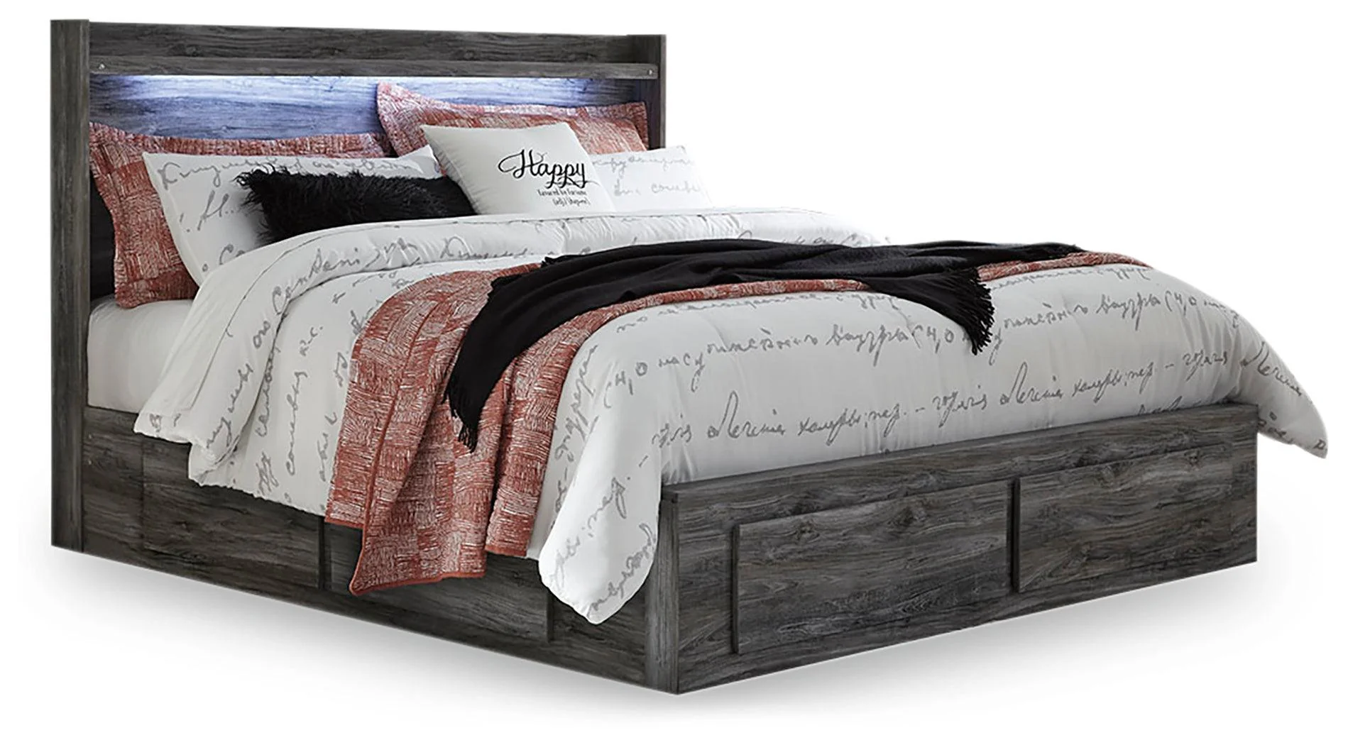 Baystorm Gray King Panel Bed With 6 Storage Drawers - Image 2
