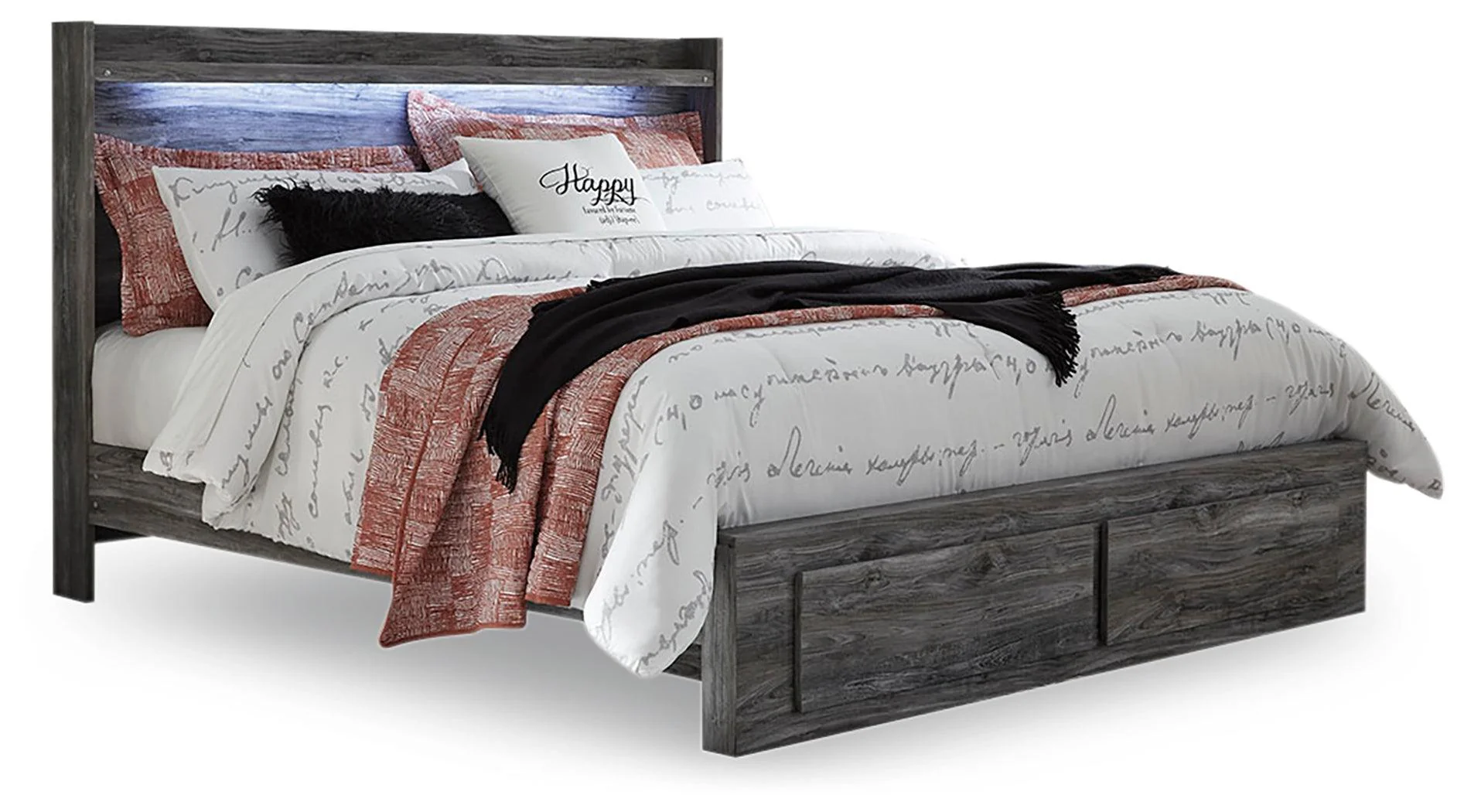 Baystorm Gray King Panel Bed With 2 Storage Drawers - Image 2