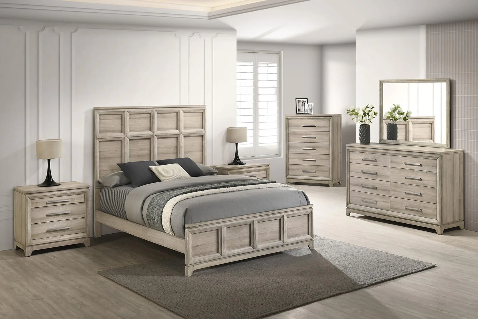 Alexander Light Gray Panel Bedroom Set