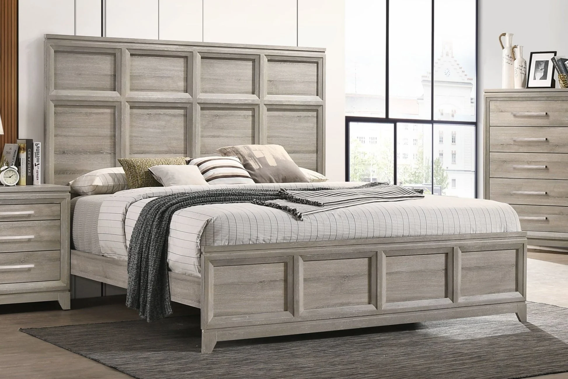 Alexander Light Gray Panel Bedroom Set - Image 3
