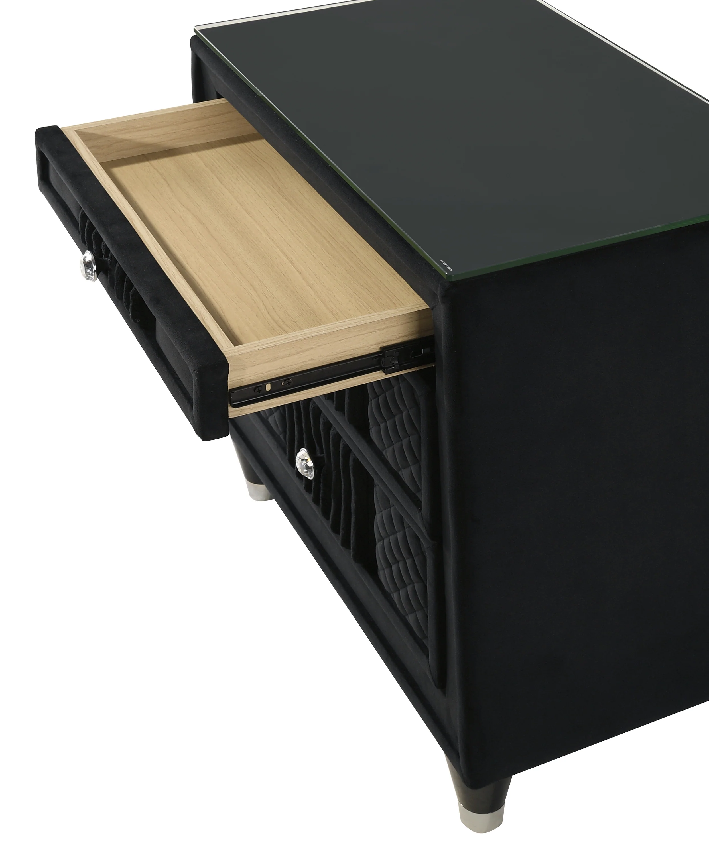 Armany Black Upholstered Nightstand - Image 2