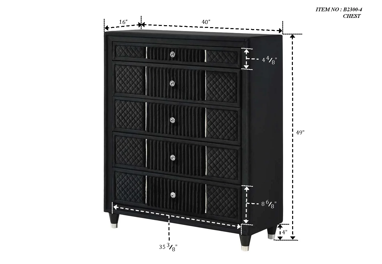 Armany Black Upholstered Chest - Image 2