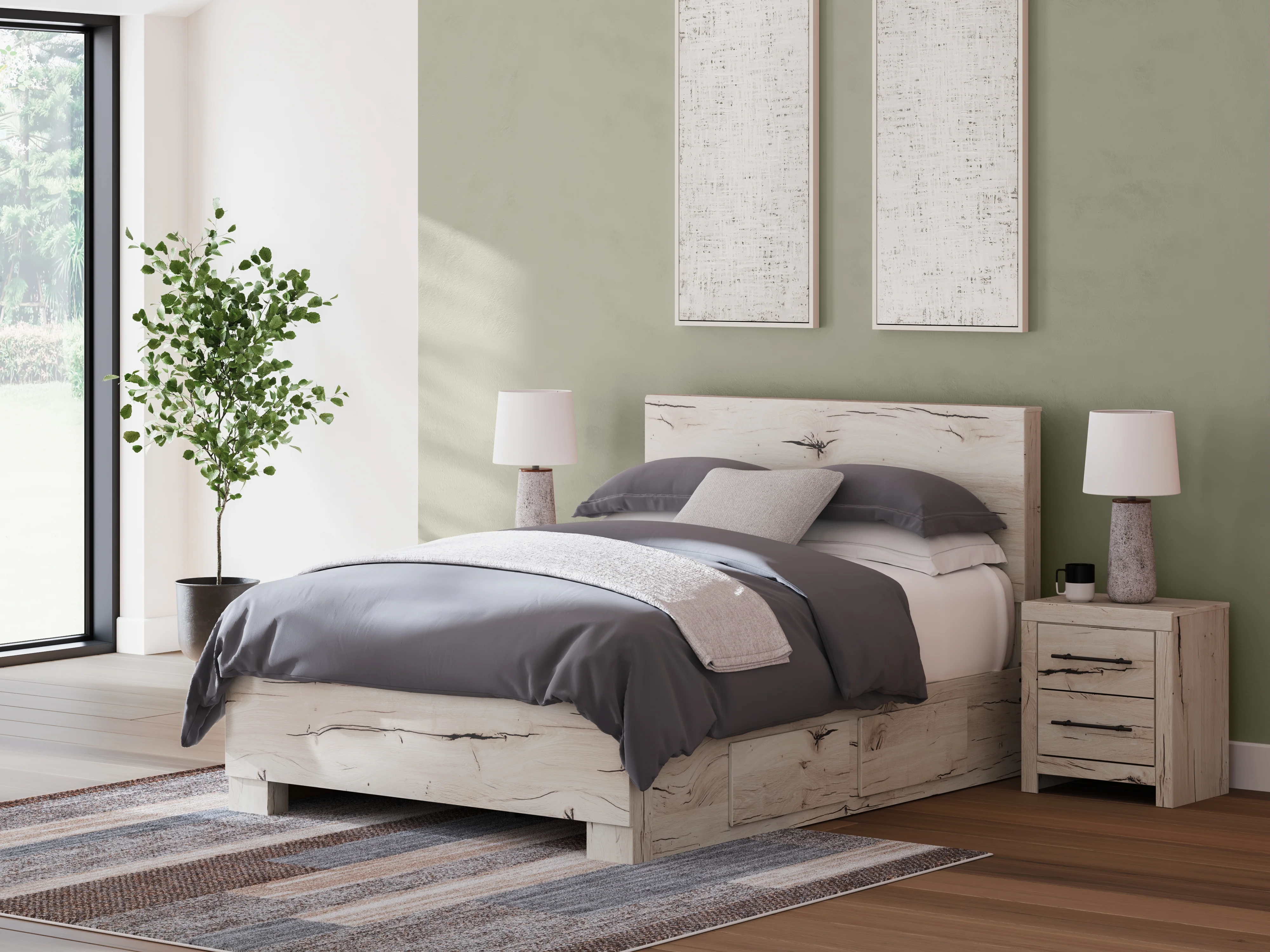 Lawroy Light Natural Full Panel Bed with Storage - Image 3