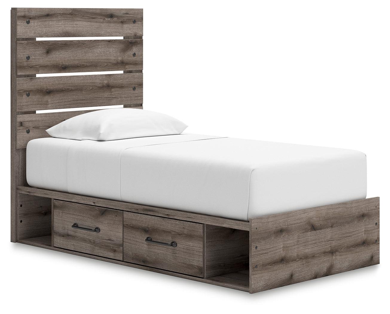 Graystorm Brown Gray Twin Panel Bed with Storage - Image 2