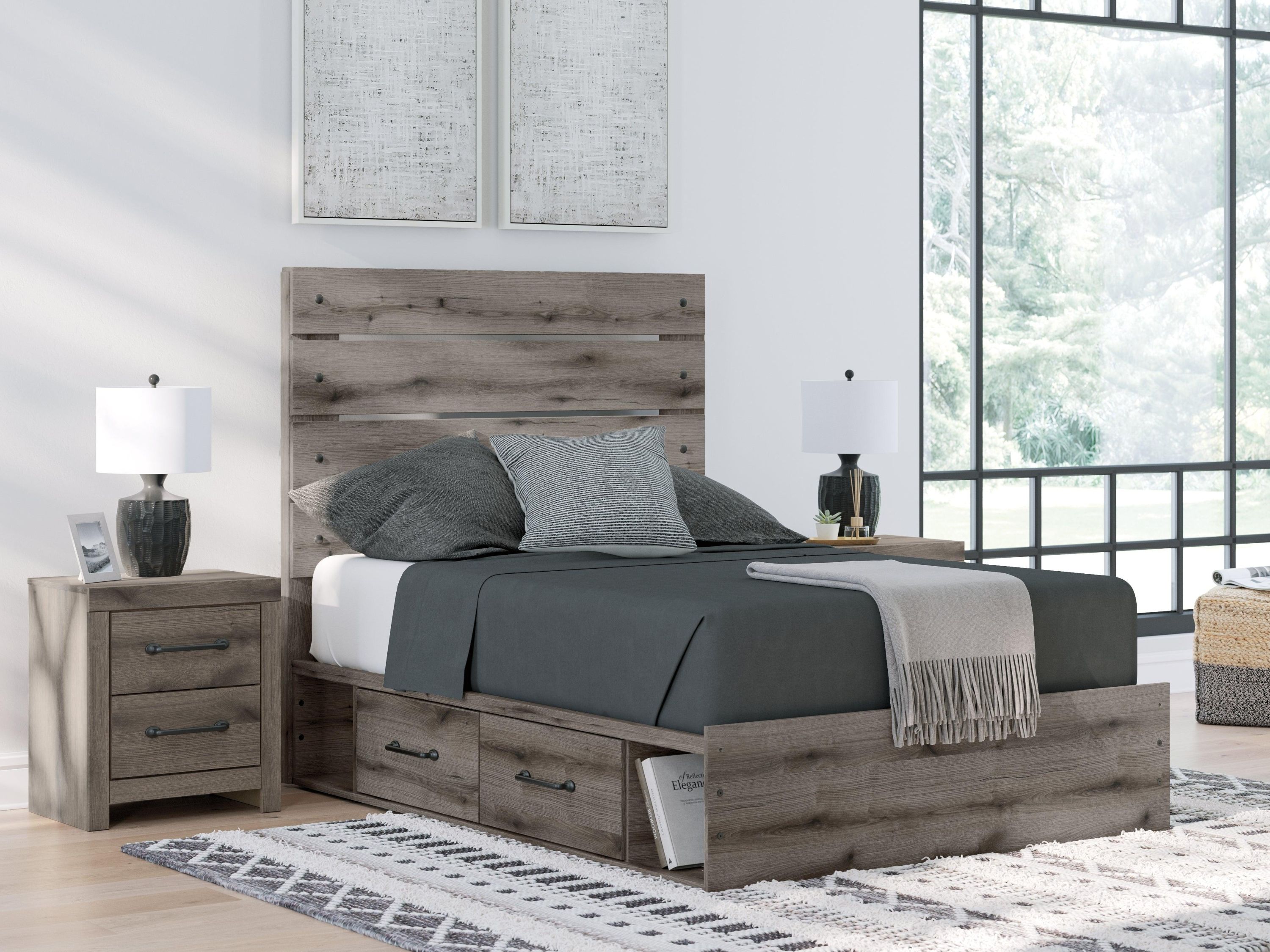 Graystorm Brown Gray Full Panel Bed with Storage - Image 3