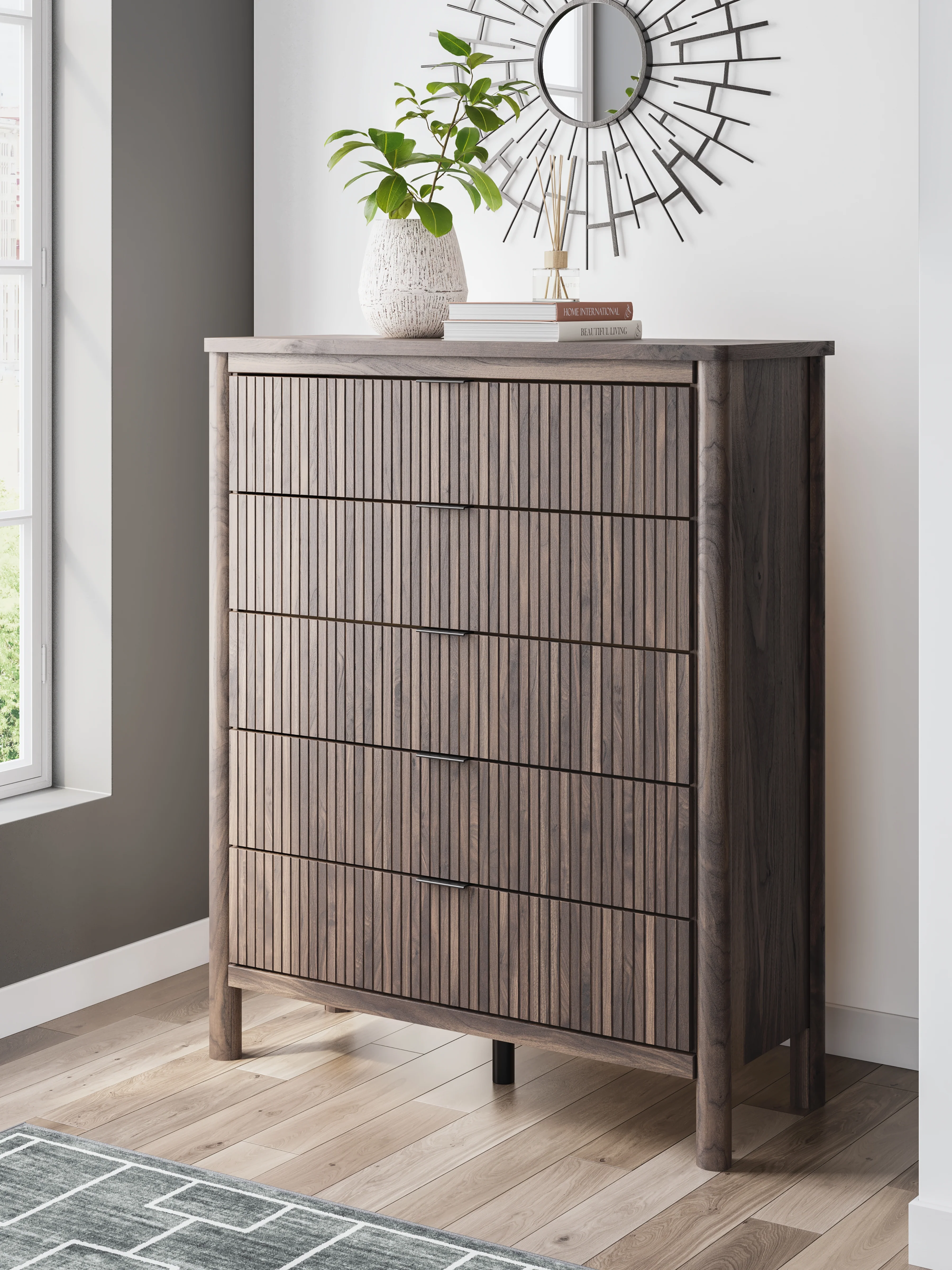 Pamytta Brown Wide Chest of Drawers - Image 2