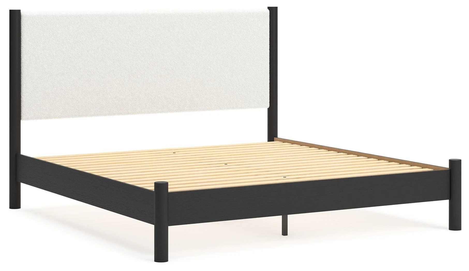 Cadmori Black White King Upholstered Panel Bed - Image 3