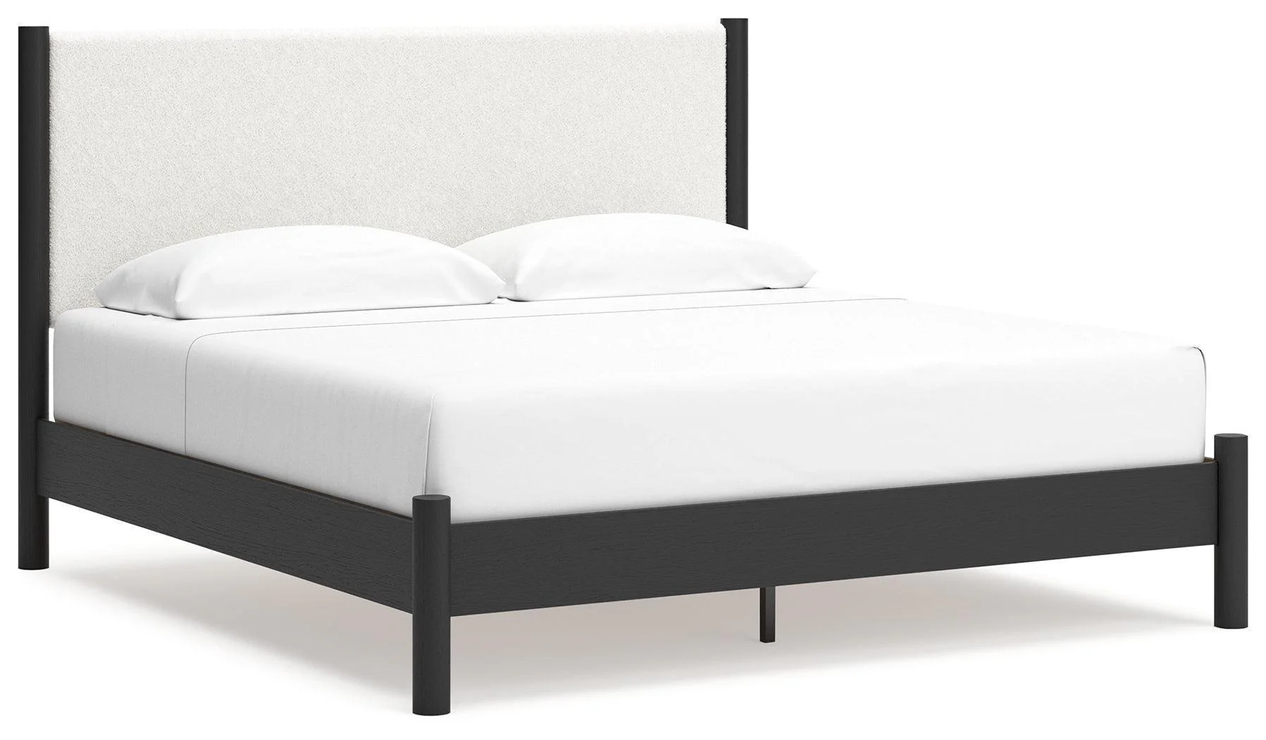 Cadmori Black White King Upholstered Panel Bed - Image 2