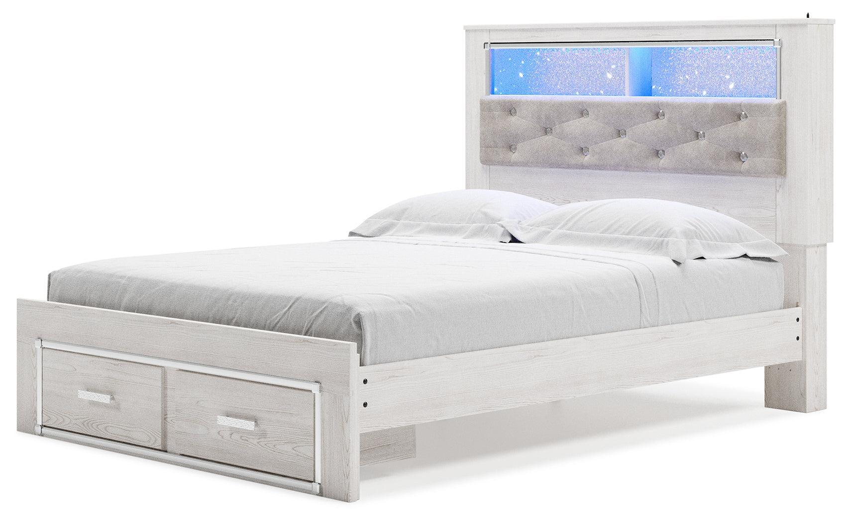 Altyra White Queen Upholstered Bookcase Bed With Storage - Image 3