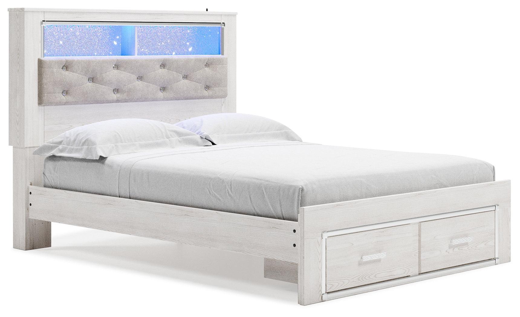 Altyra White Queen Upholstered Bookcase Bed With Storage - Image 2