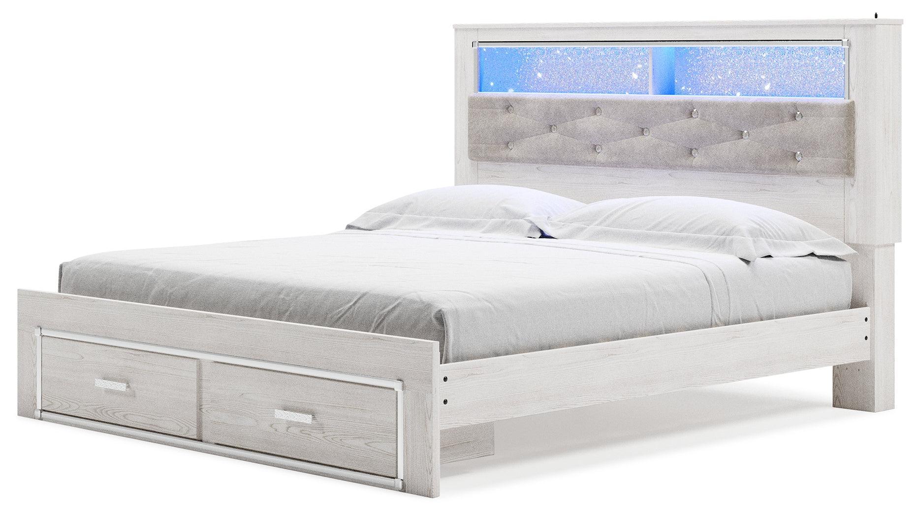 Altyra White King Upholstered Bookcase Bed With Storage - Image 3