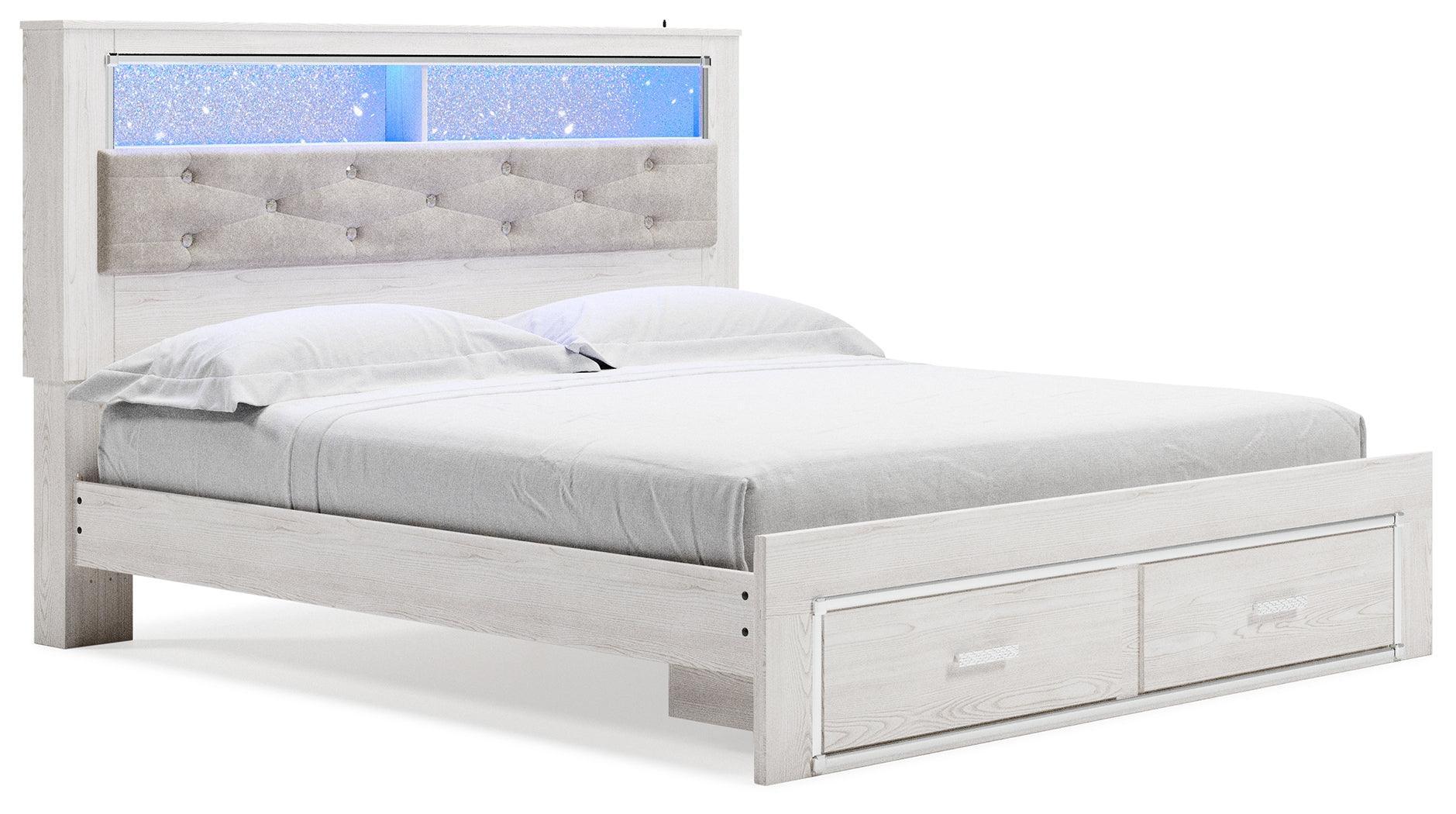 Altyra White King Upholstered Bookcase Bed With Storage - Image 2