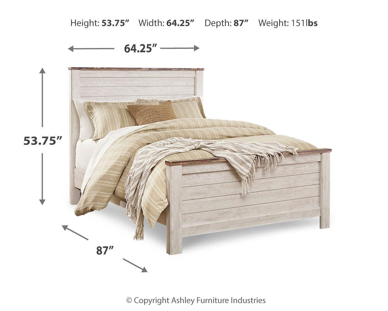 Willowton Whitewash Queen Panel Bed - Image 3