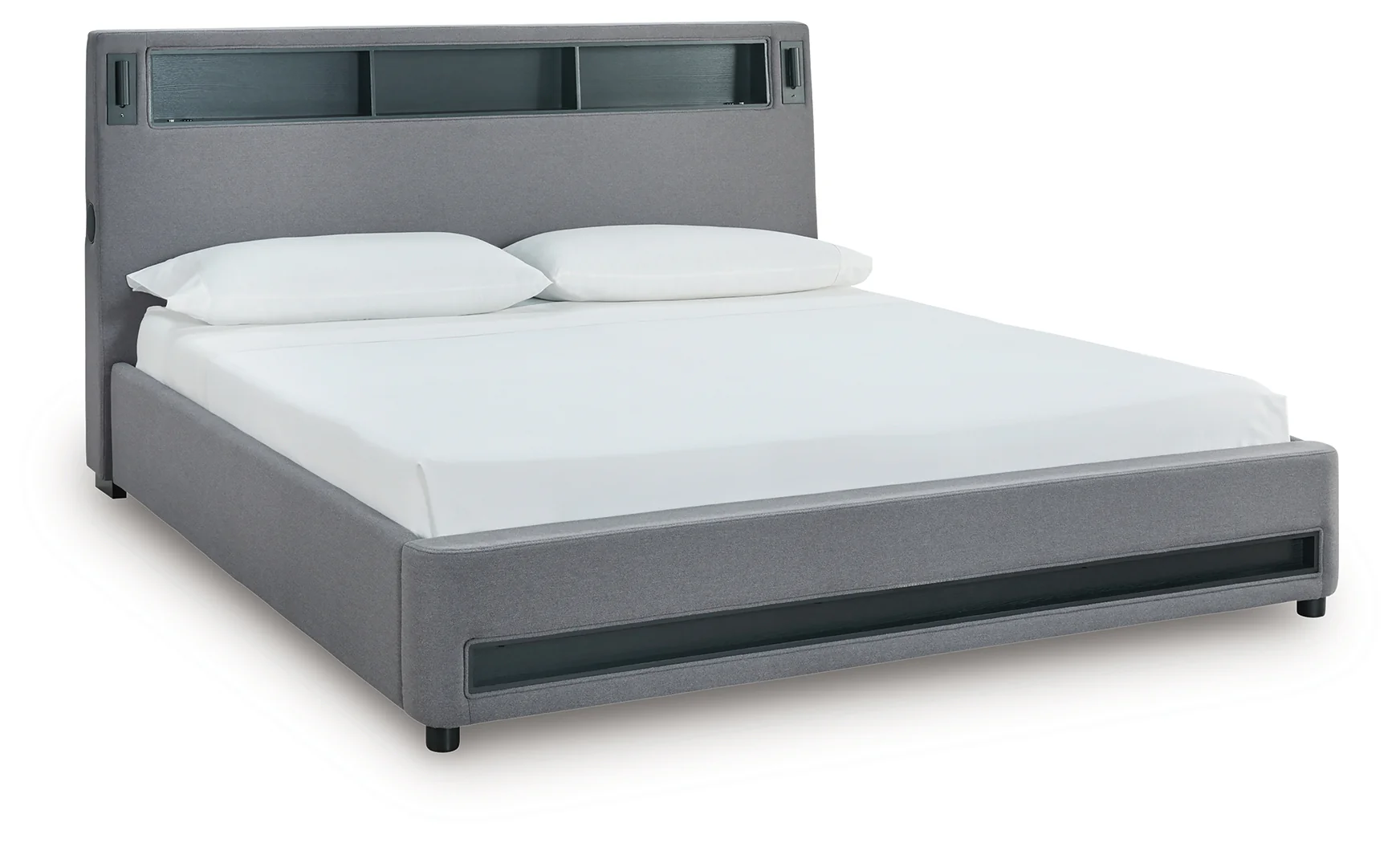 Verishaw Gray King Upholstered Bed with Wireless Audio - Image 3