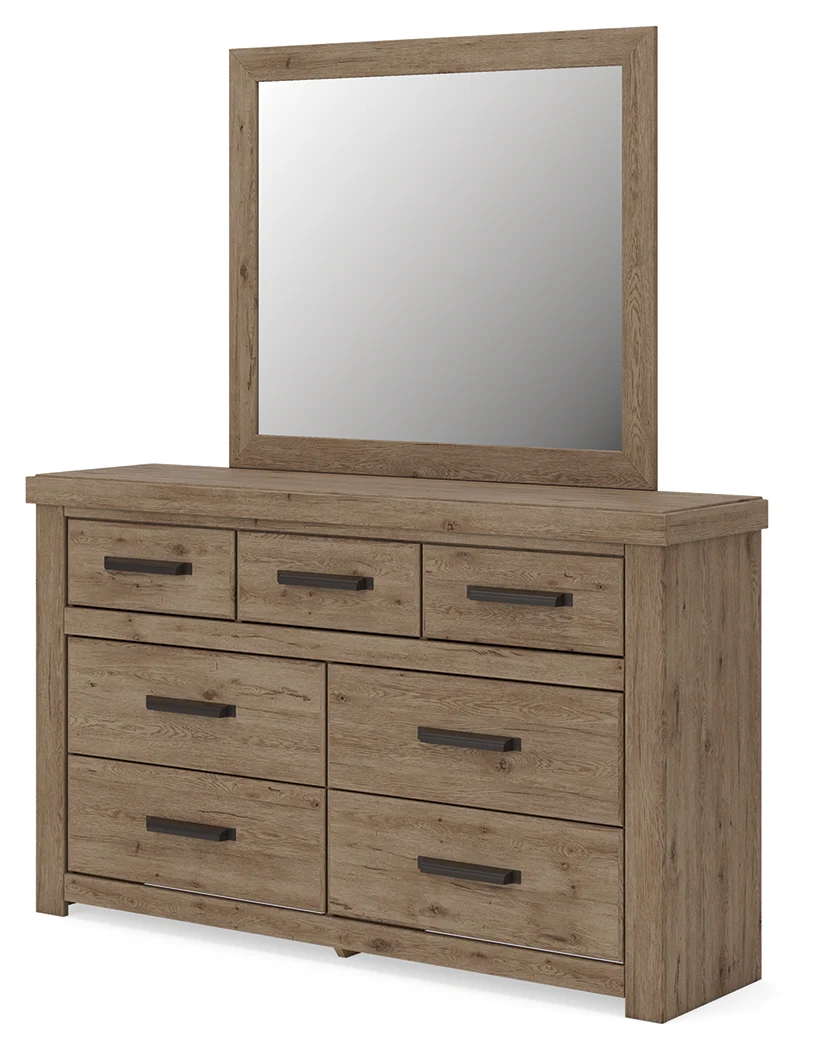 Oliandon Light Brown Dresser and Mirror - Image 2