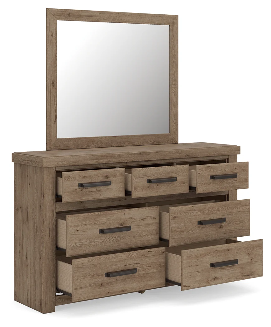 Oliandon Light Brown Dresser and Mirror - Image 3