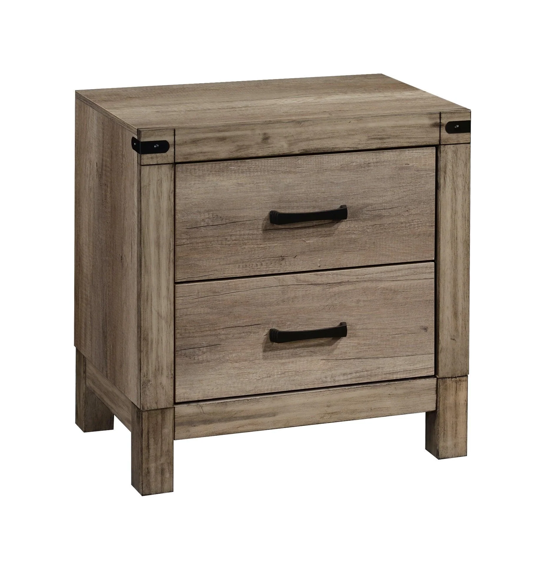 Matteo Tall Nightstand Melamine Black 2 Drawers - Image 1