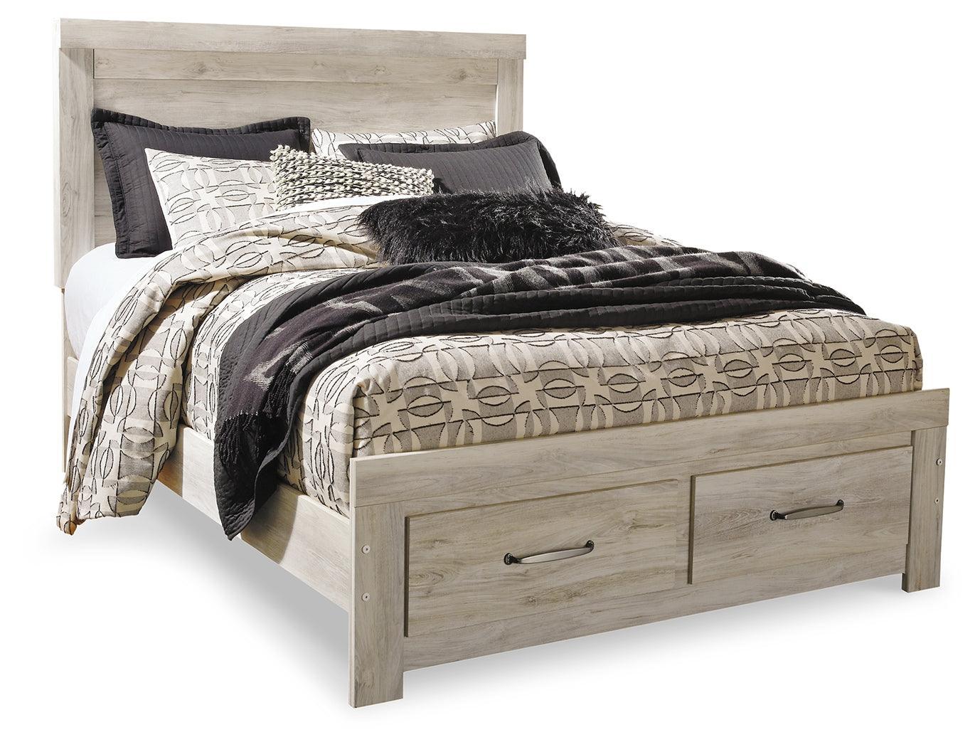 Bellaby Whitewash Queen Platform Bed With 2 Storage Drawers - Image 2