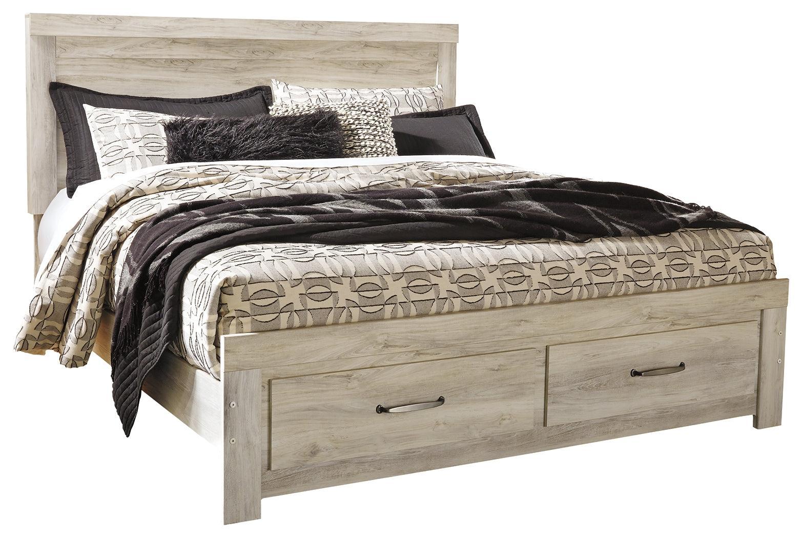 Bellaby Whitewash King Platform Bed With 2 Storage Drawers - Image 2