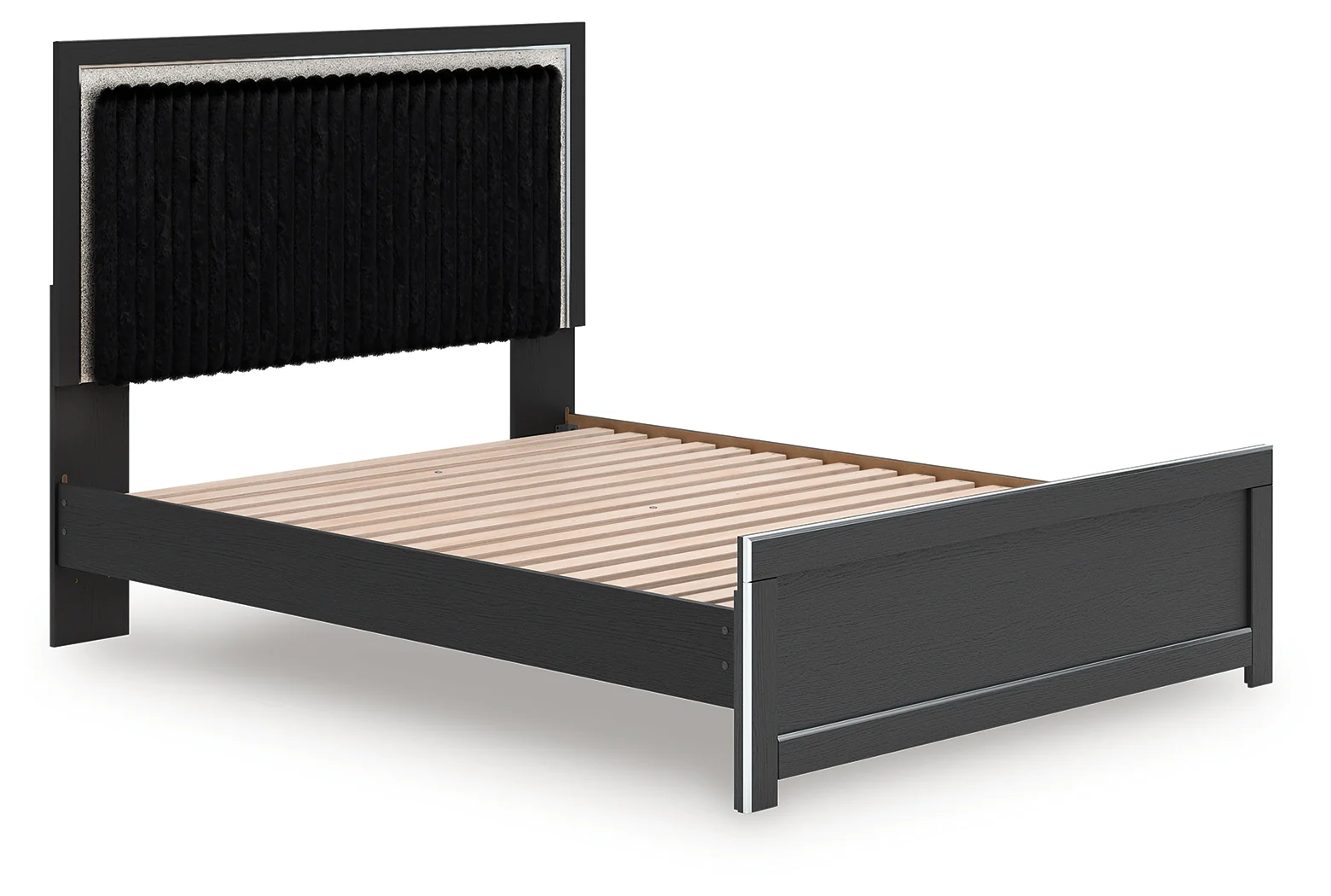 Zuraleus Black Queen Upholstered Panel Platform Bed - Image 3
