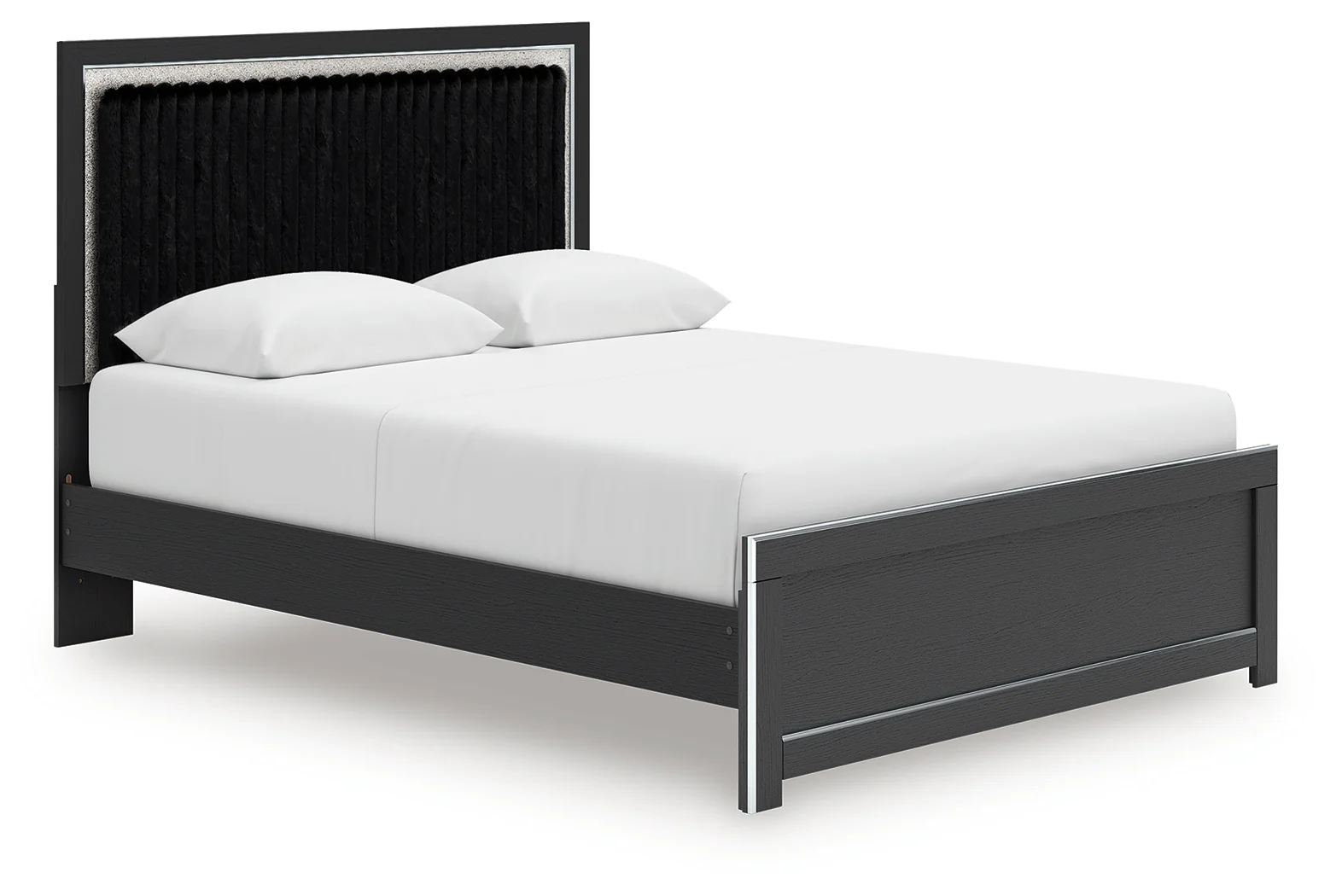 Zuraleus Black Queen Upholstered Panel Platform Bed - Image 2