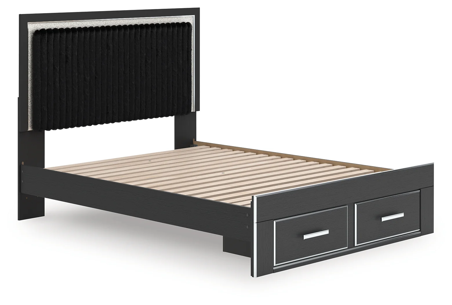 Zuraleus Black Queen Upholstered Panel Storage Bed - Image 3