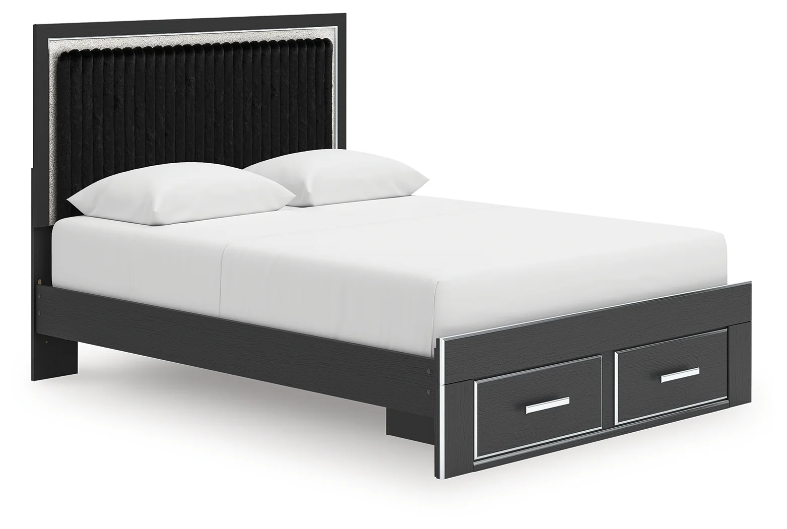 Zuraleus Black Queen Upholstered Panel Storage Bed - Image 2