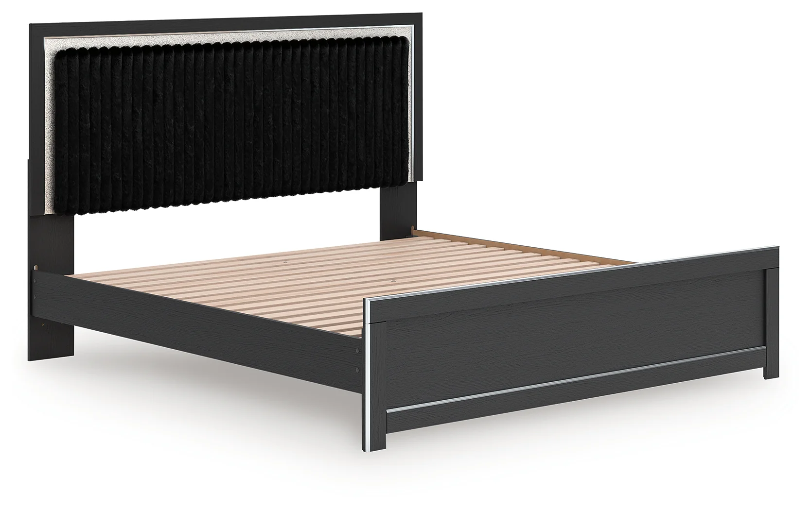 Zuraleus Black King Upholstered Panel Platform Bed - Image 3
