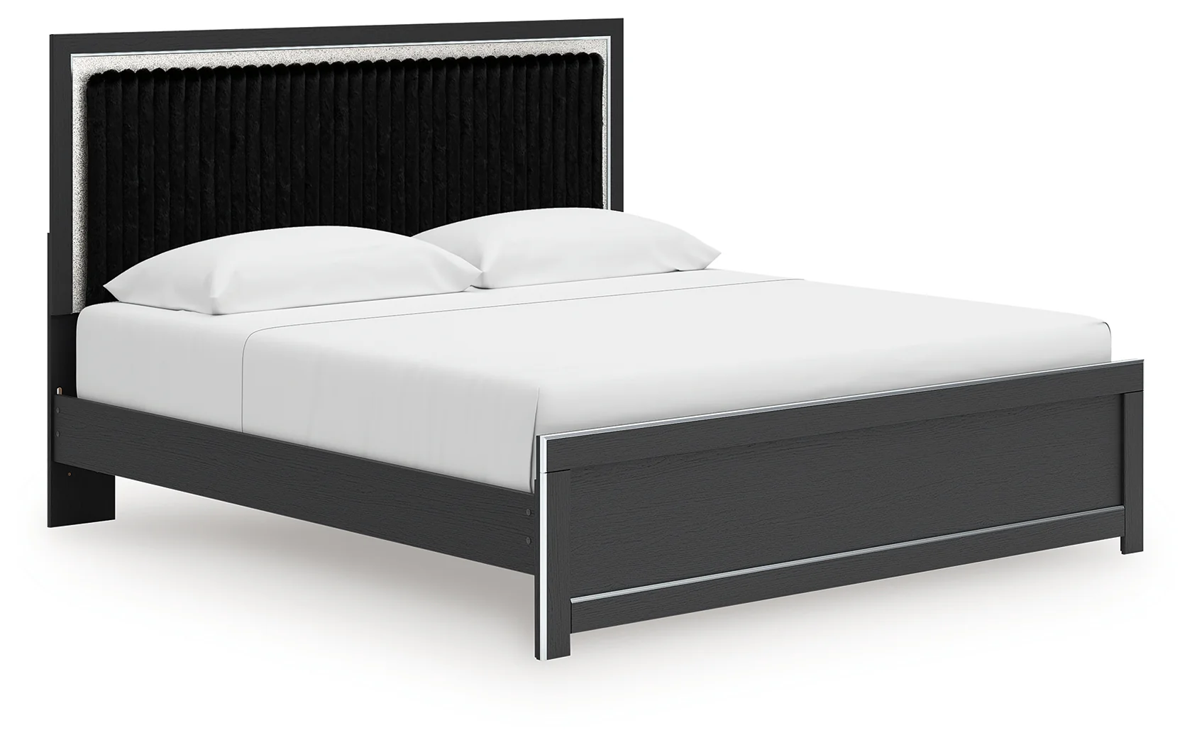 Zuraleus Black King Upholstered Panel Platform Bed - Image 2