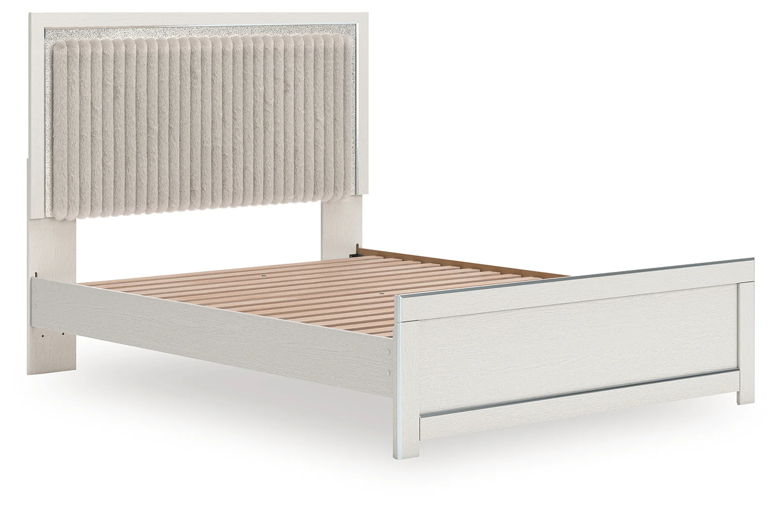 Zuraleus White Queen Upholstered Panel Platform Bed - Image 3