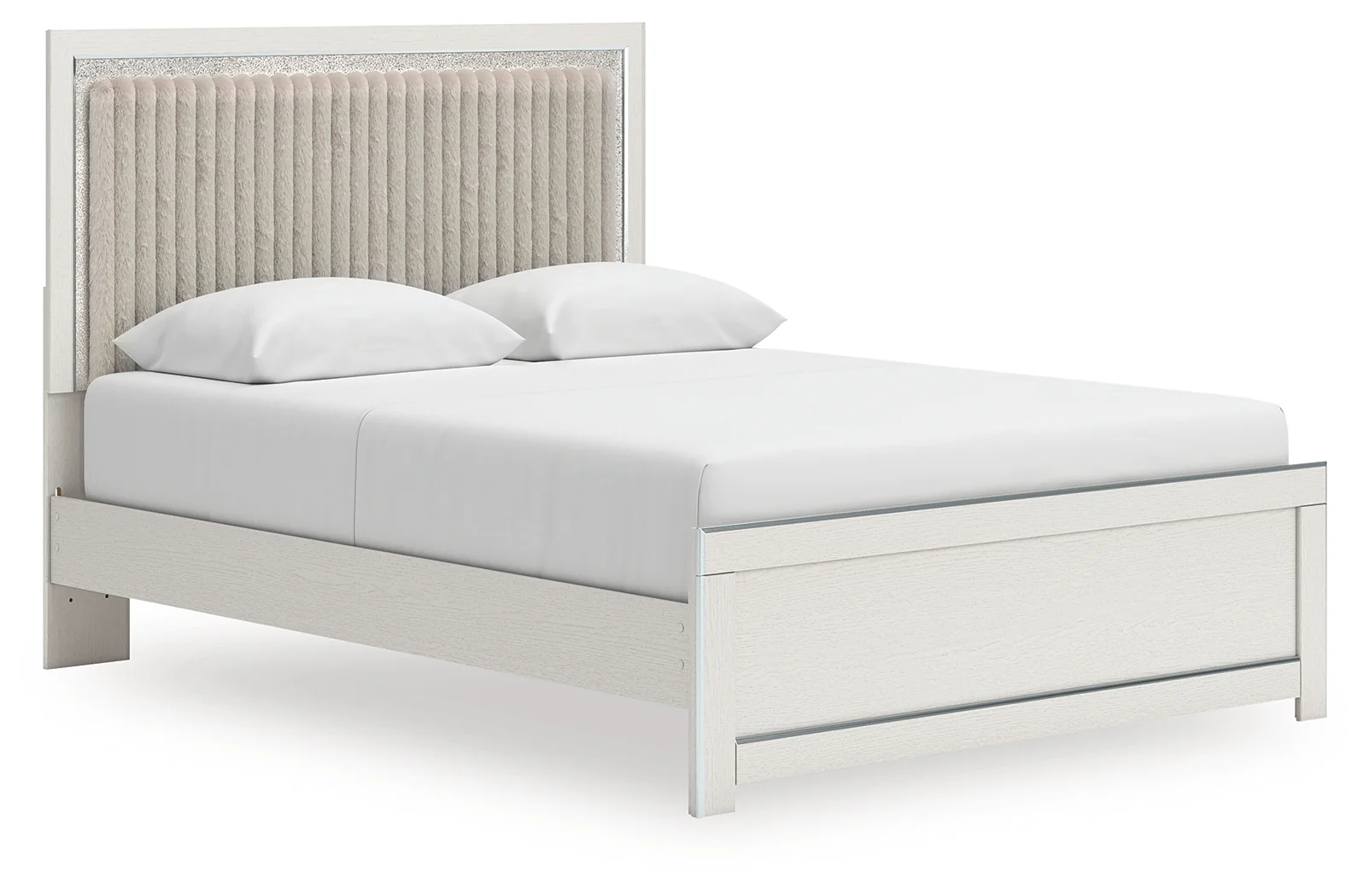 Zuraleus White Queen Upholstered Panel Platform Bed - Image 2