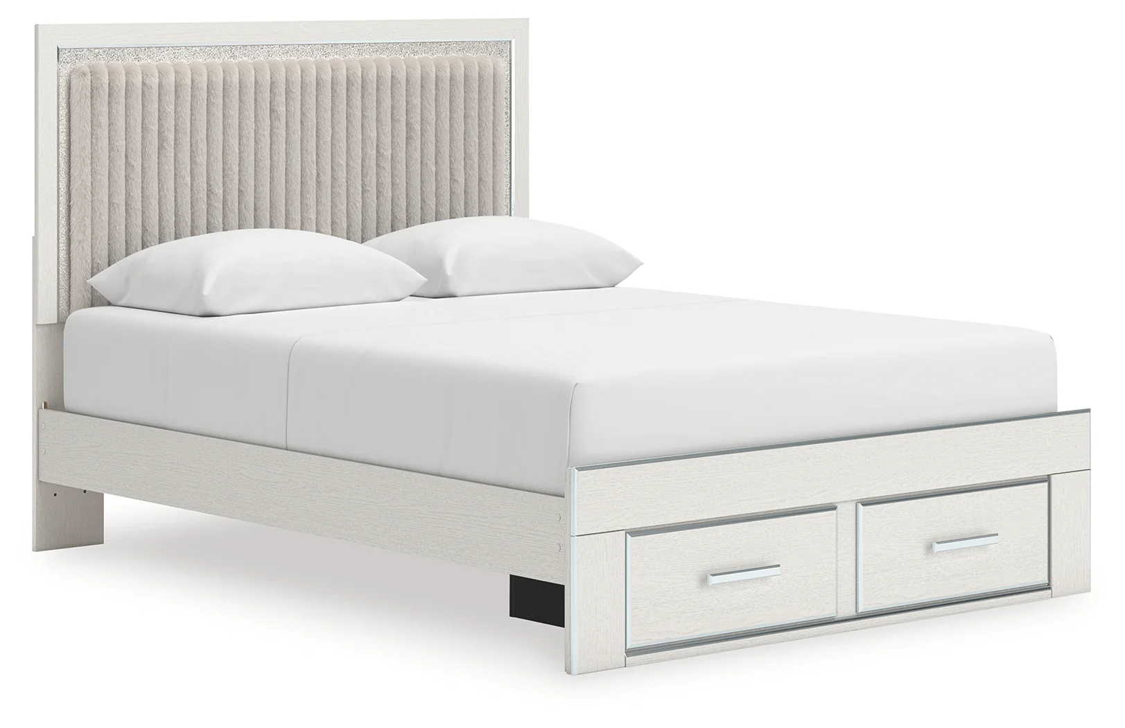 Zuraleus White Queen Upholstered Panel Storage Bed - Image 2
