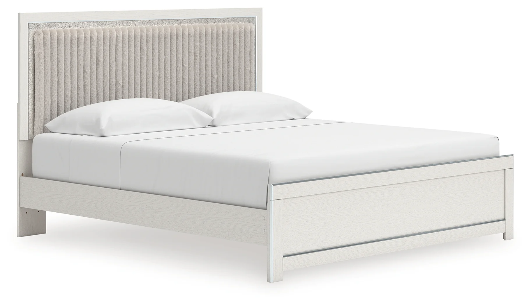 Zuraleus White King Upholstered Panel Platform Bed - Image 2