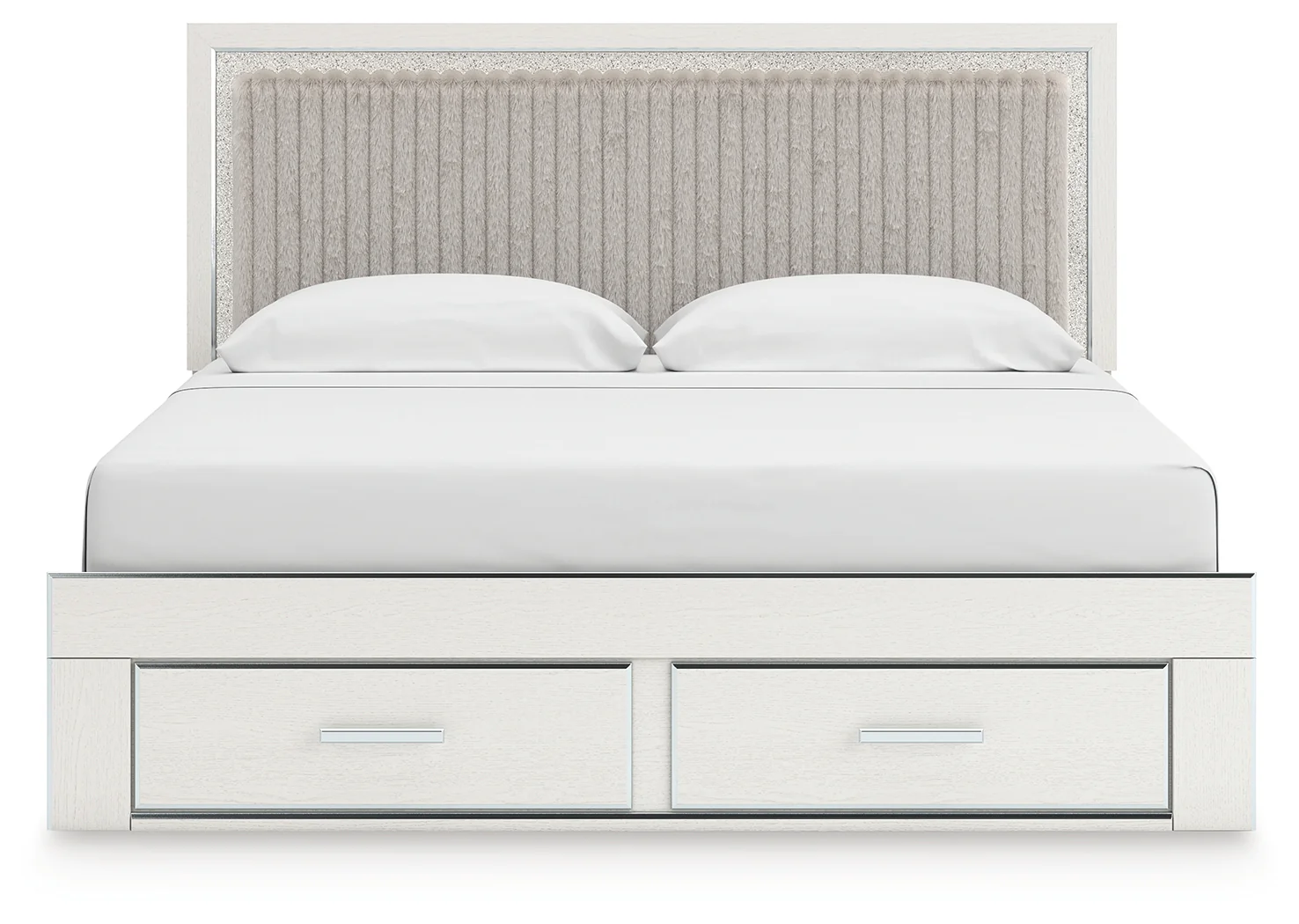 Zuraleus White King Upholstered Panel Storage Bed - Image 3