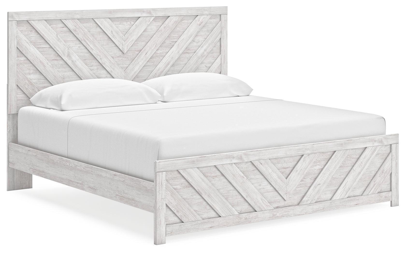 Cayboni Whitewash King Panel Bed - Image 1