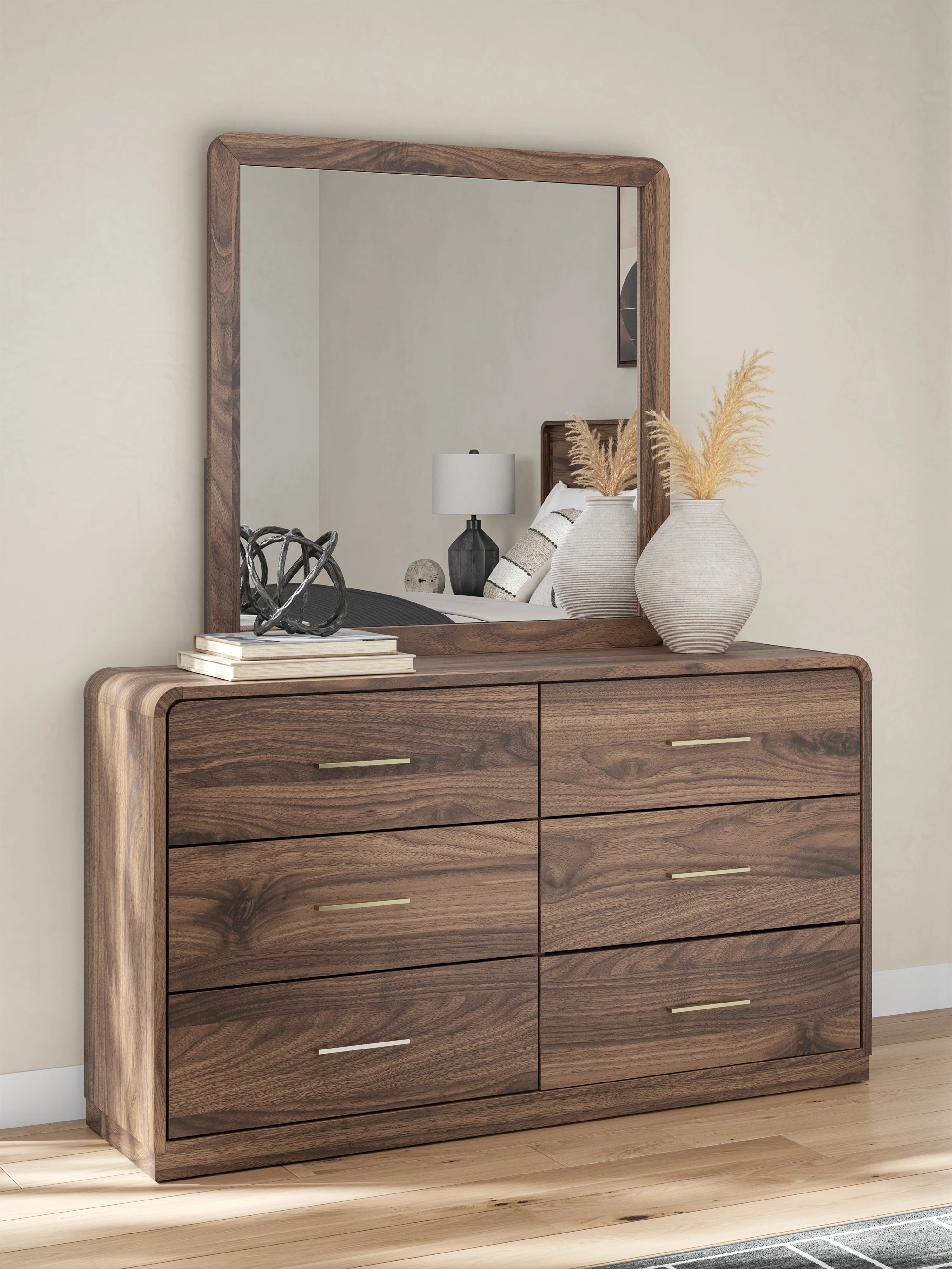 Fortlorn Walnut Brown Dresser and Mirror - Image 2