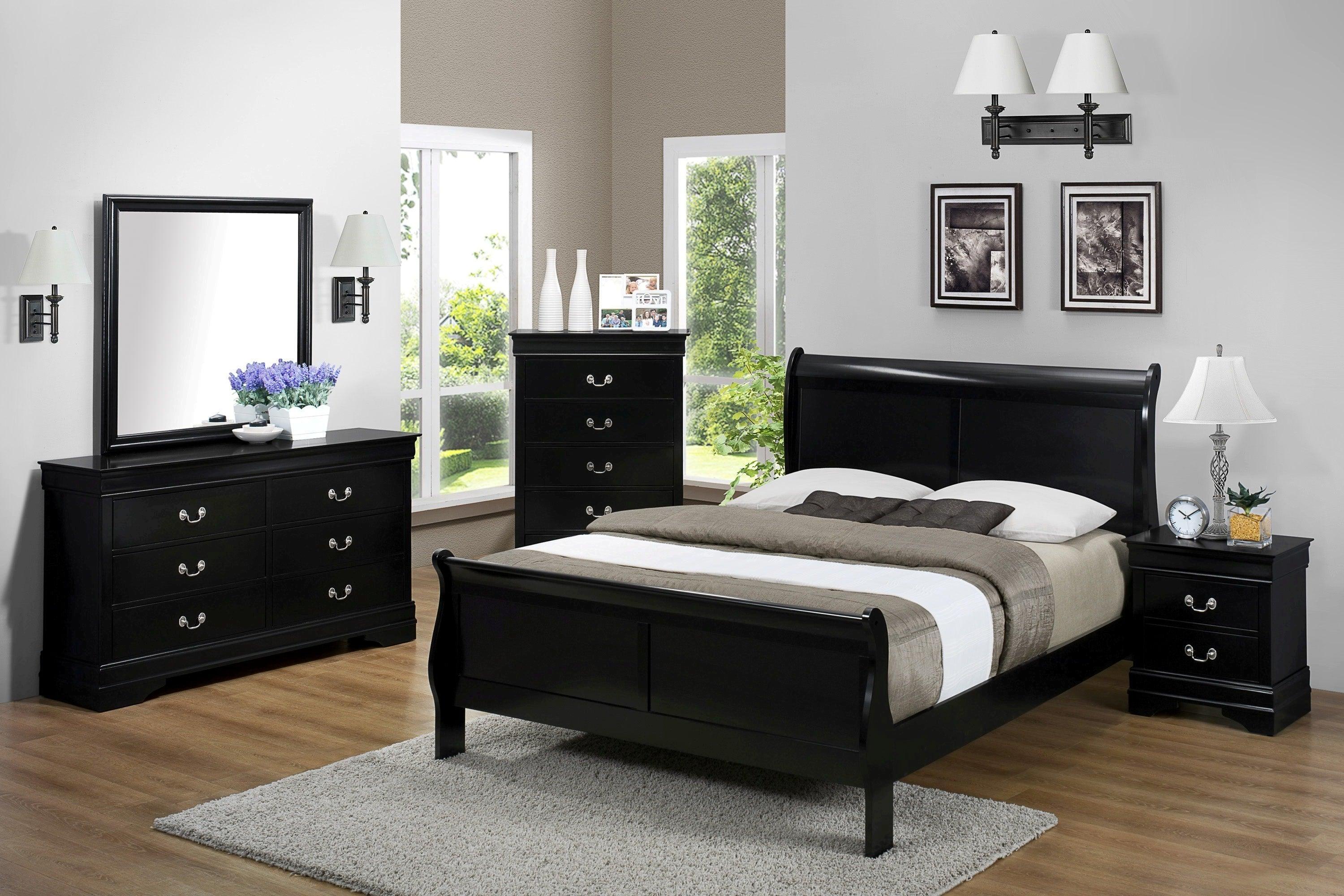 Louis philip Black Sleigh King Bed - Image 2
