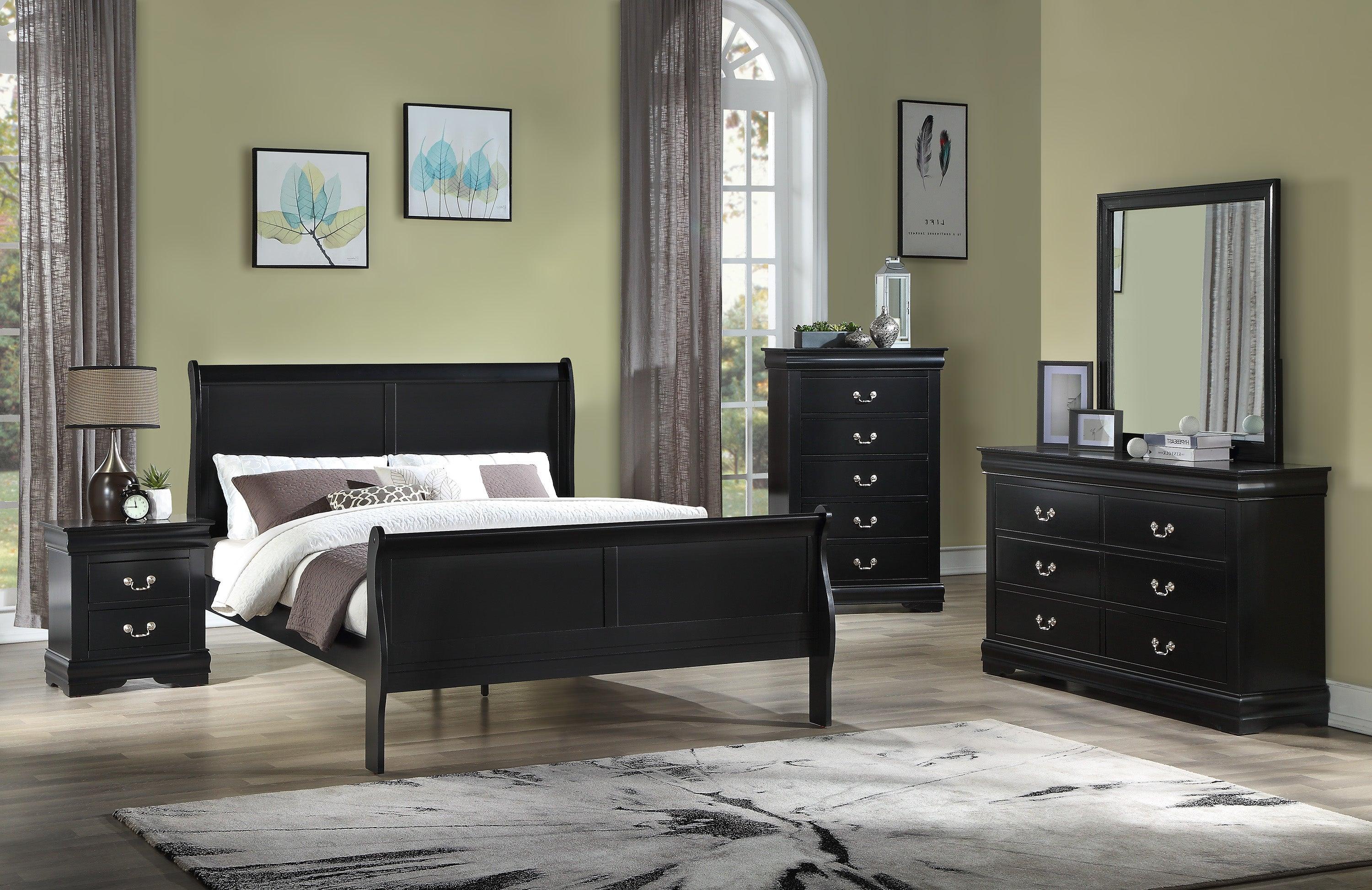 Louis Philip Black Sleigh Full Bed - Image 2