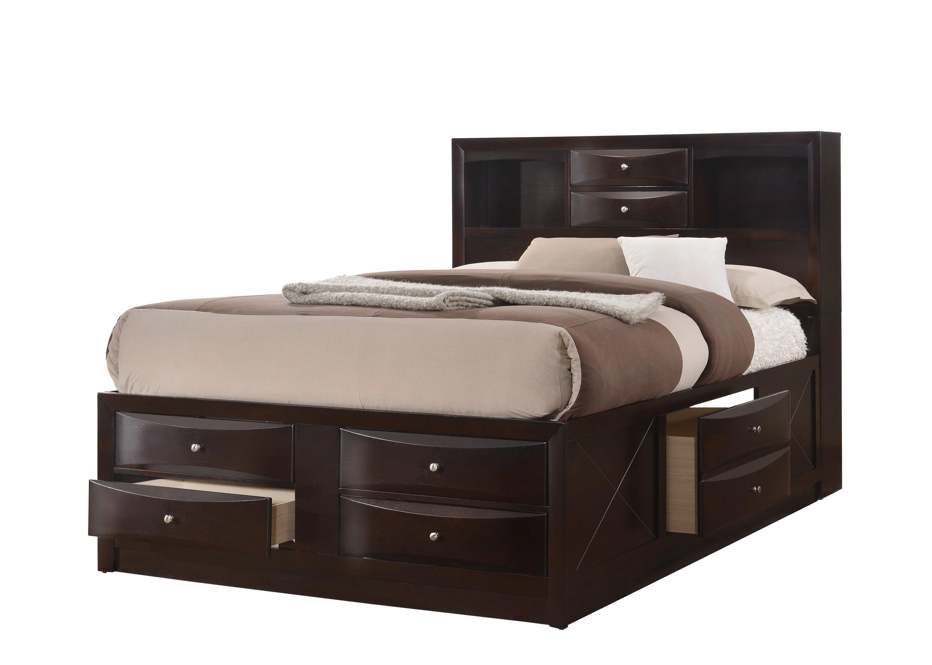 Emily Dark Cherry Bookcase Storage Platform King Bed - Image 3