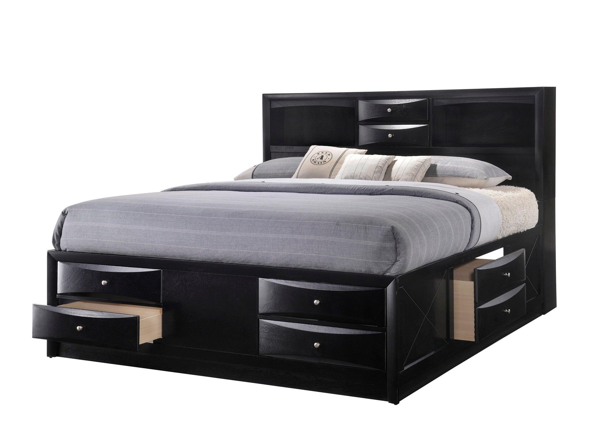 Emily Black Durable Storage Bookcase Platform Queen Bed - Image 3