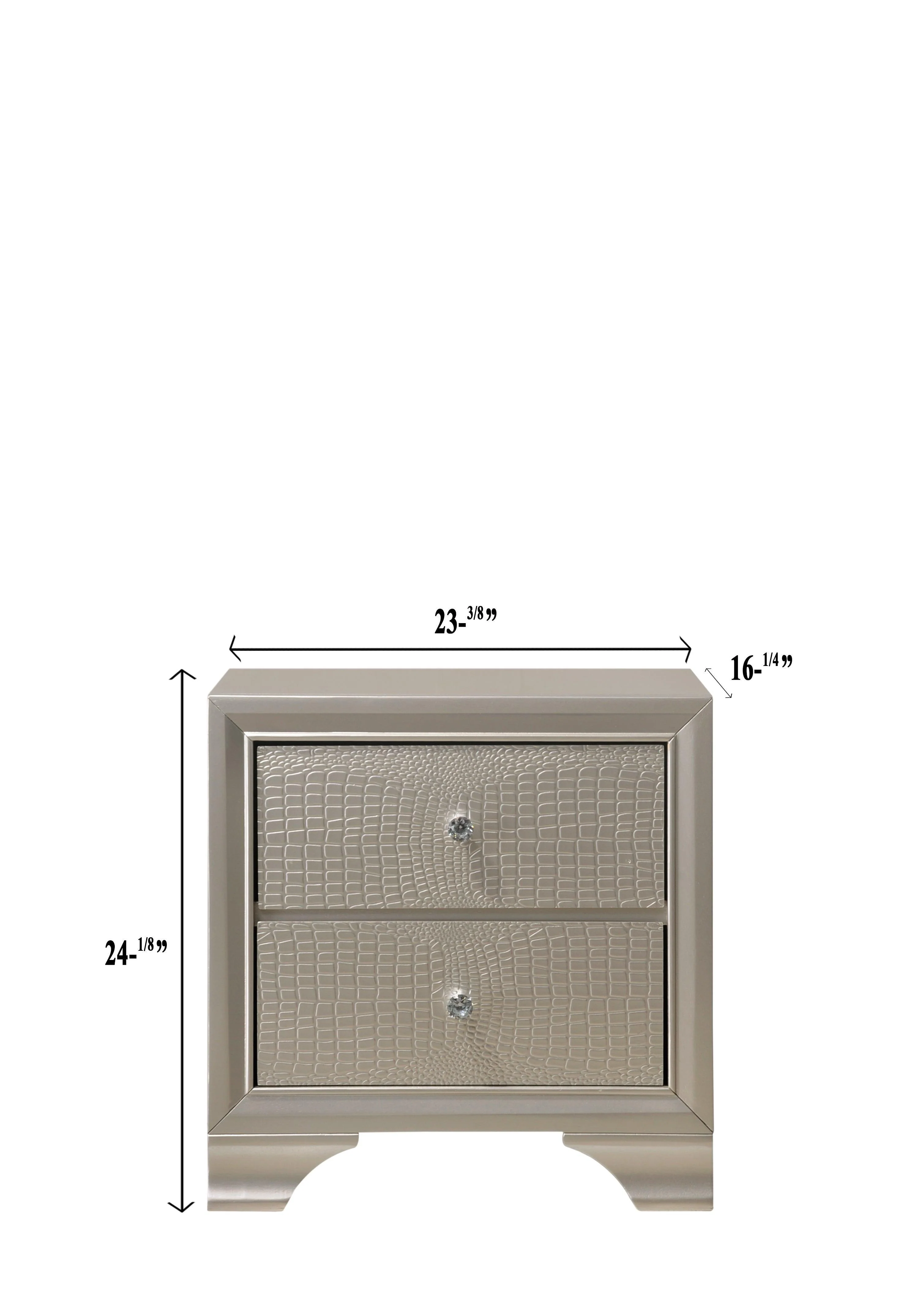 Lyssa Nightstand Champagne Faux Drawers Glides - Image 2