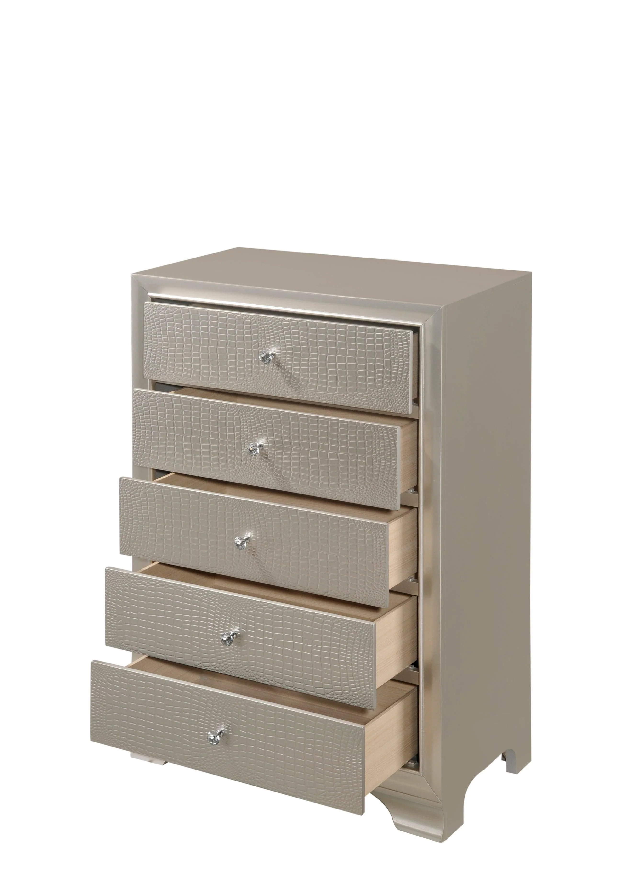 Lyssa Chest Champagne Faux 5 Drawers - Image 3