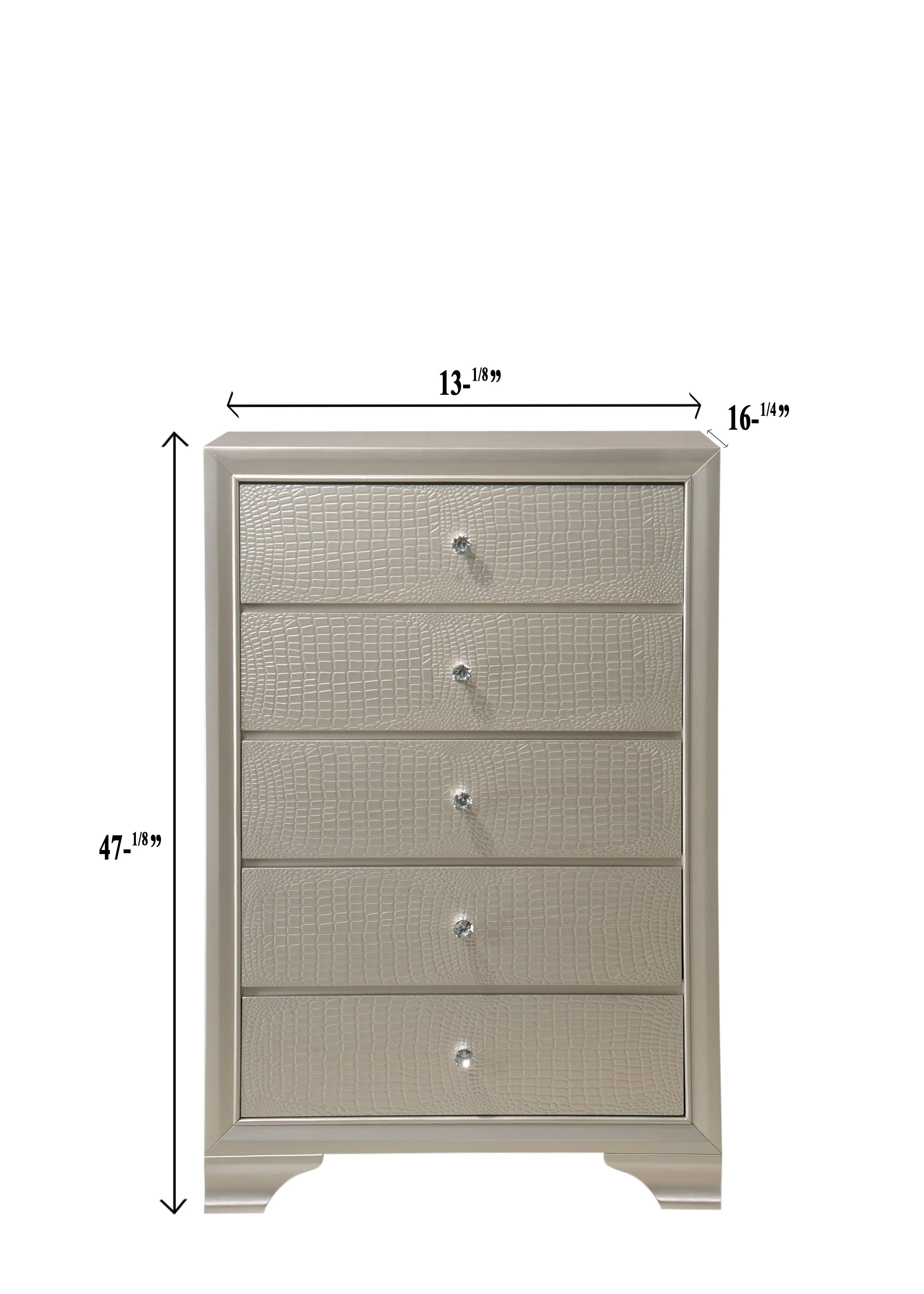 Lyssa Chest Champagne Faux 5 Drawers - Image 2