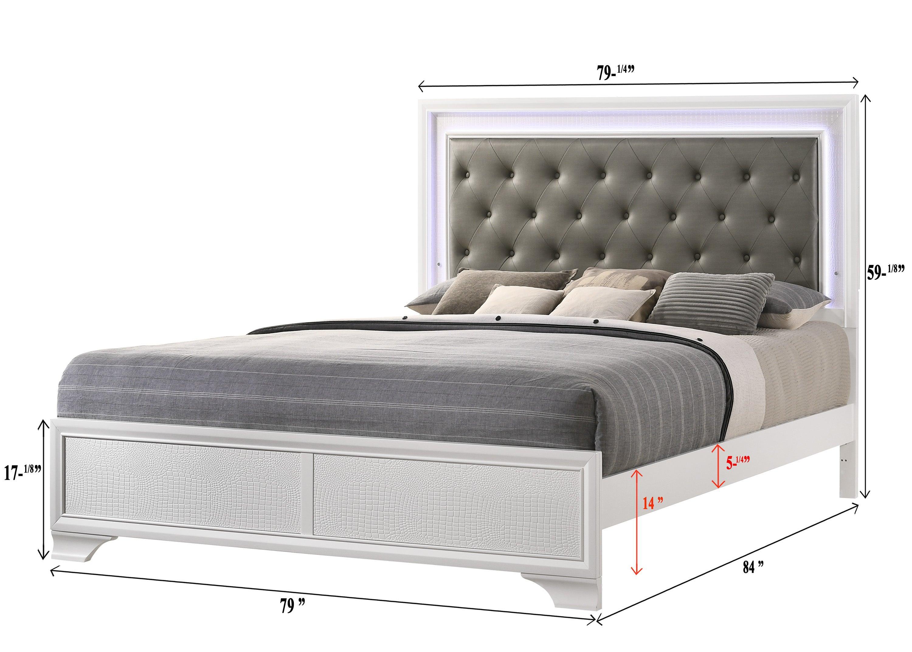 Lyssa Frost LED Faux Leather Upholstered Tufted Panel Bedroom Set - Image 3