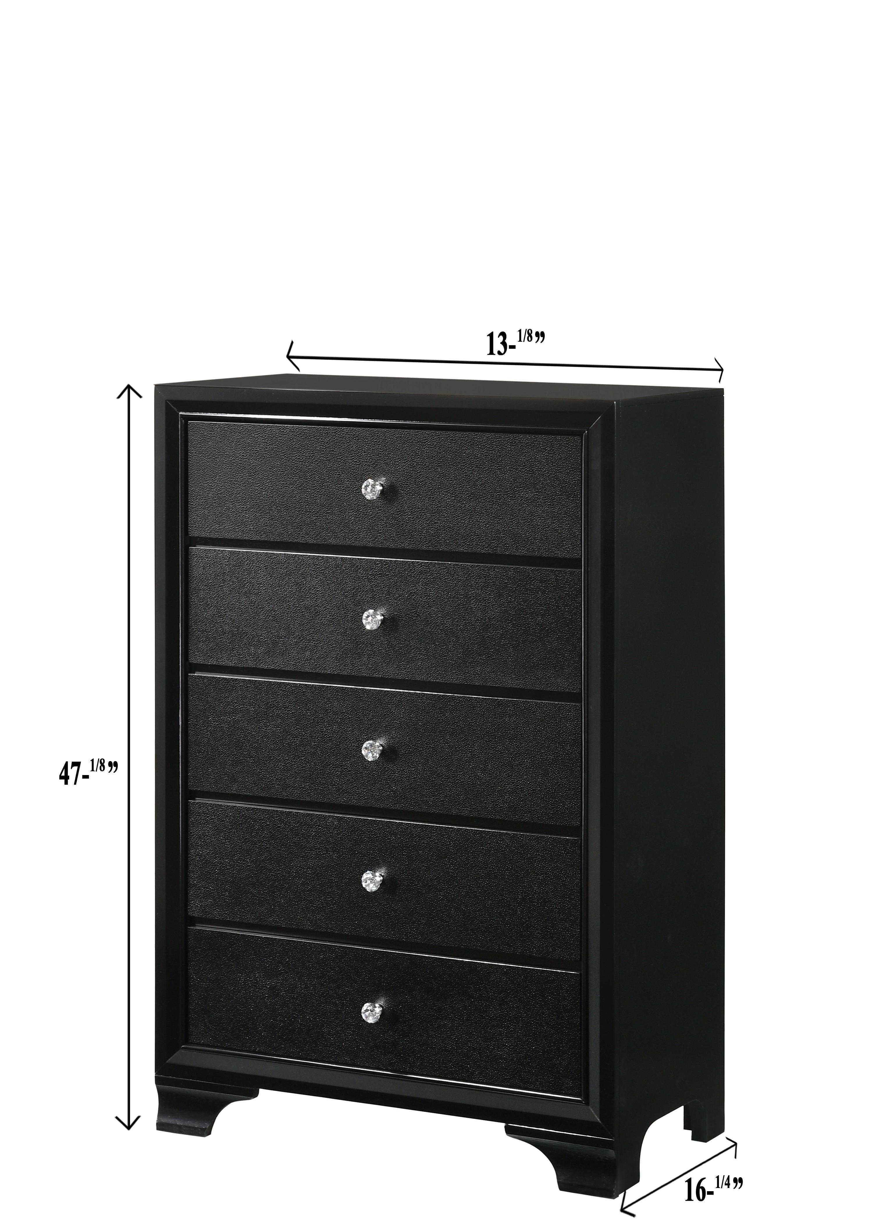 Micah Chest Black Faux 5 Drawers - Image 2