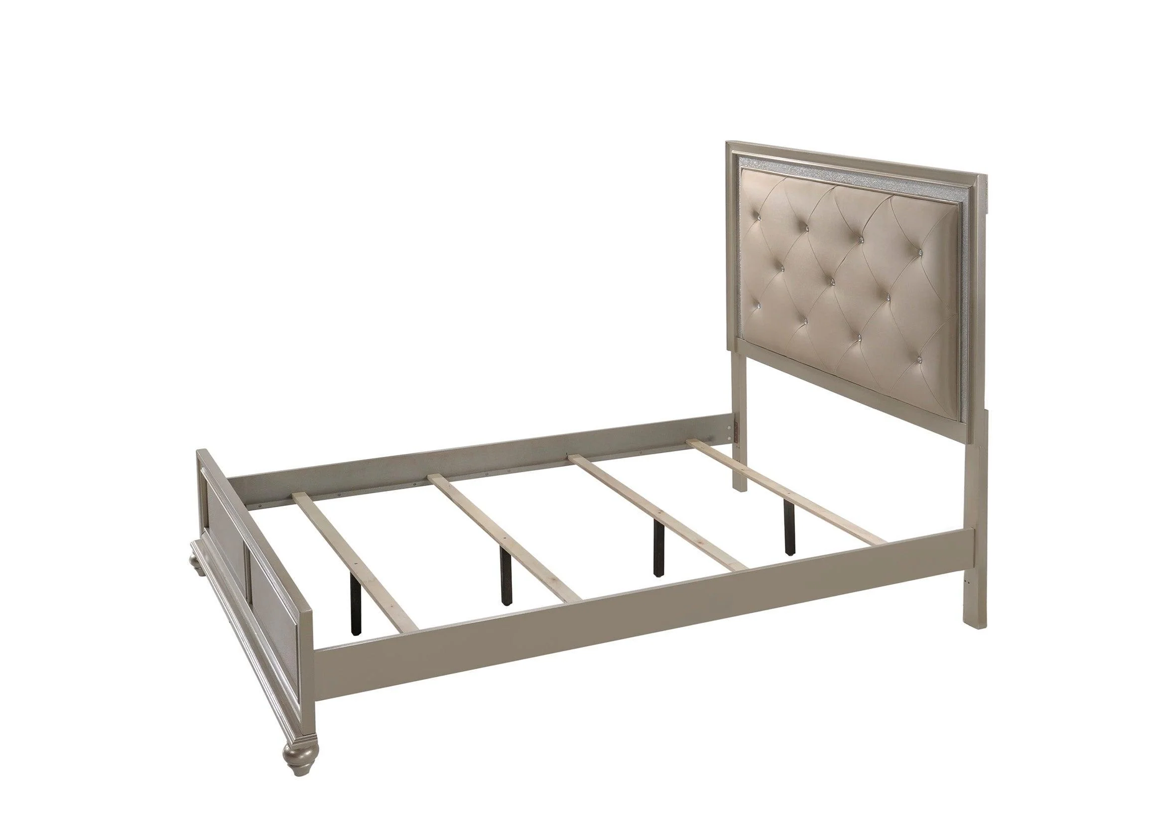Lila Champagne Faux Leather Upholstered Tufted Panel Twin Bed - Image 2